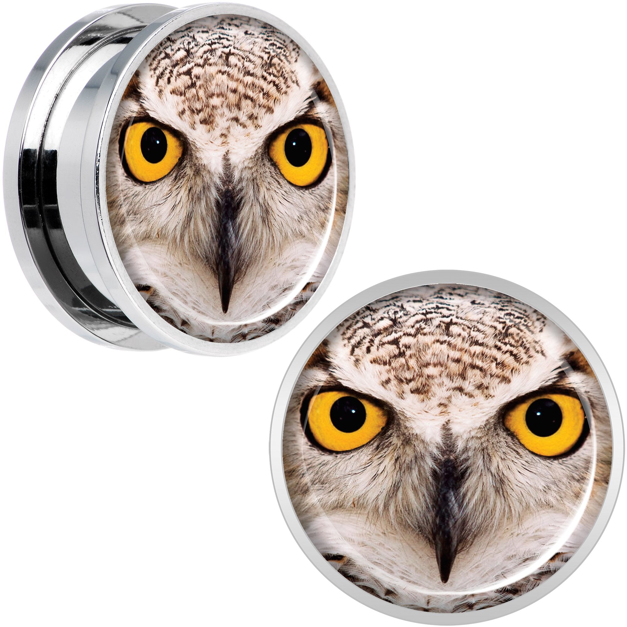 Full Color Owl Steel Screw Fit Plug Set 20mm