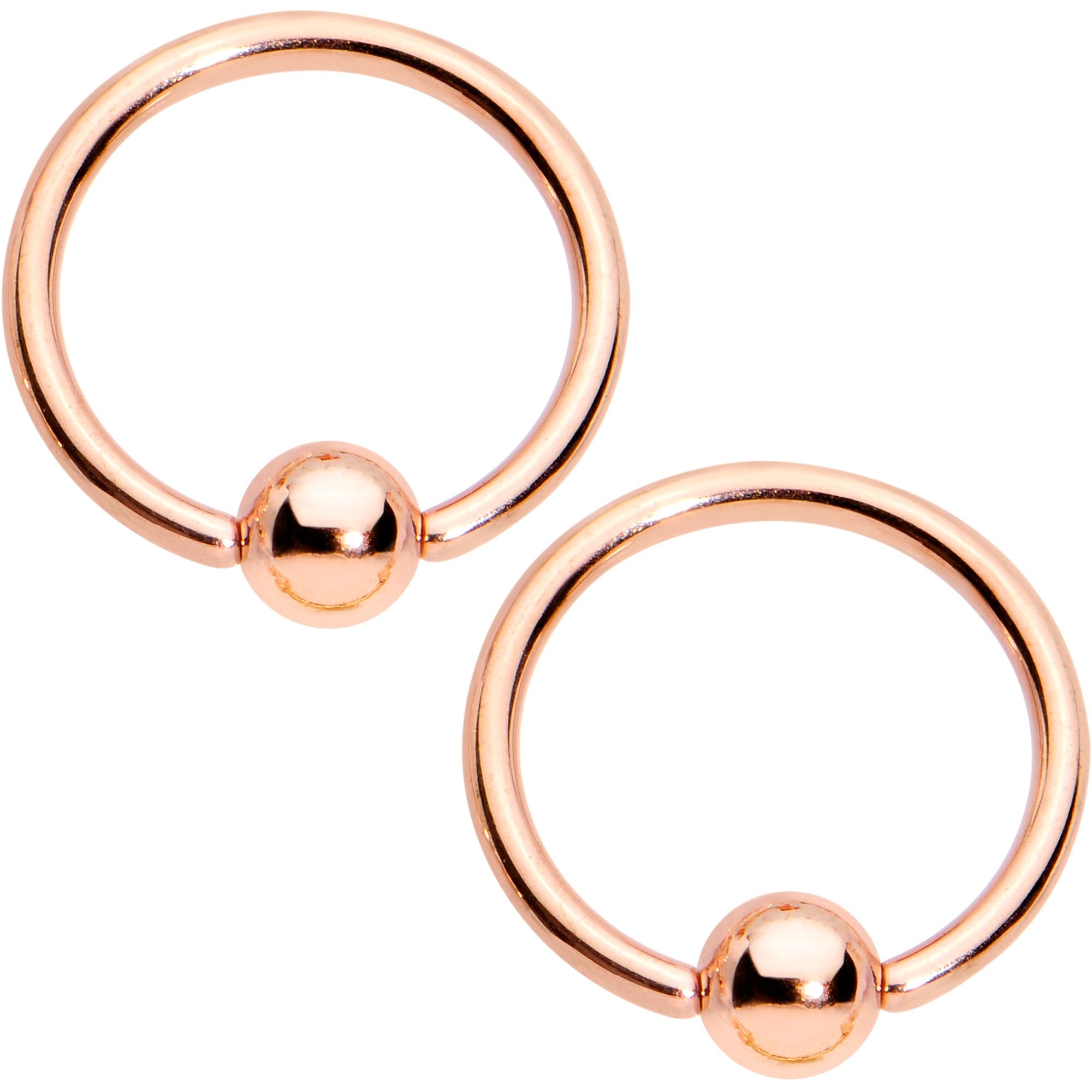 14 Gauge Clear CZ Gem Star Rose Gold Tone BCR Barbell Nipple Ring Set