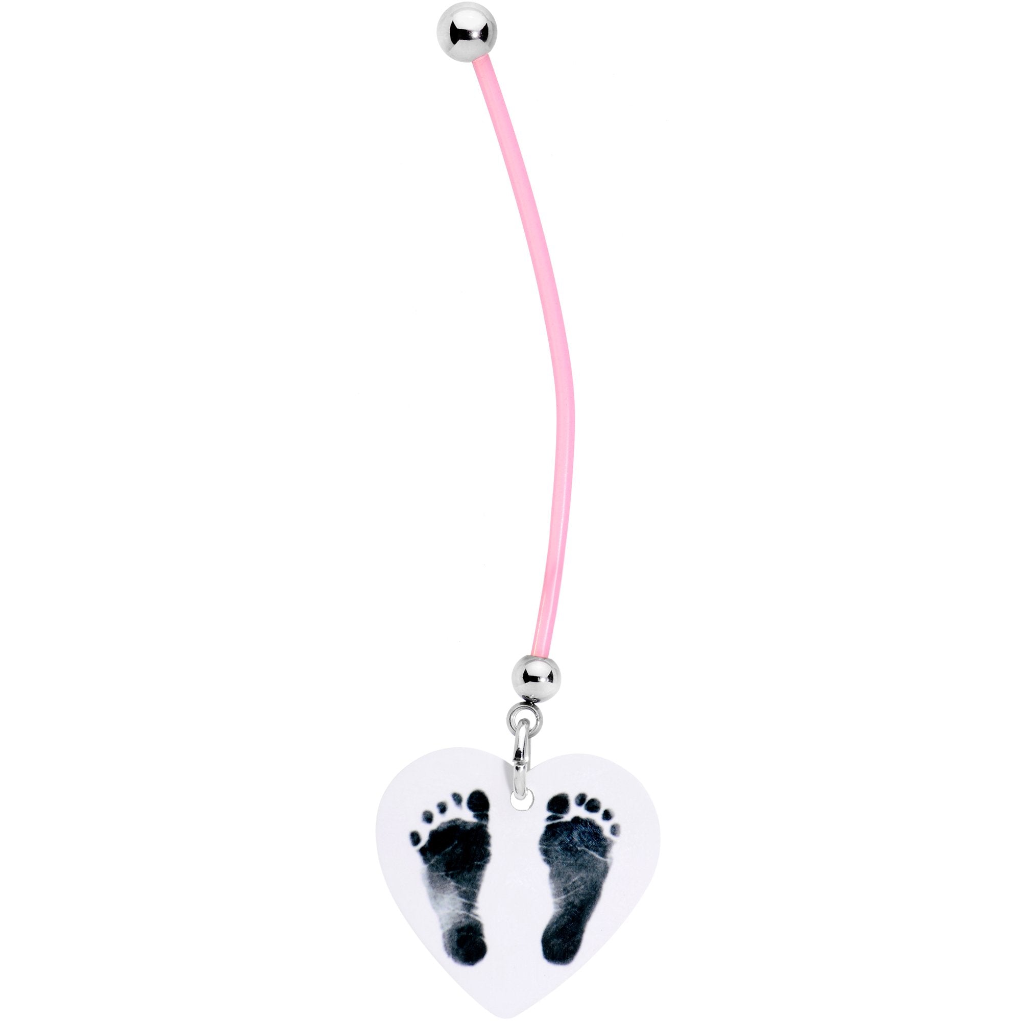 Handcrafted Pink Precious Footprints Dangle Pregnancy Belly Ring