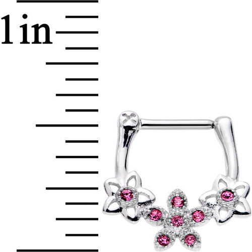 16 Gauge 516 Pink Gem Field Of Flowers Septum Clicker 5120