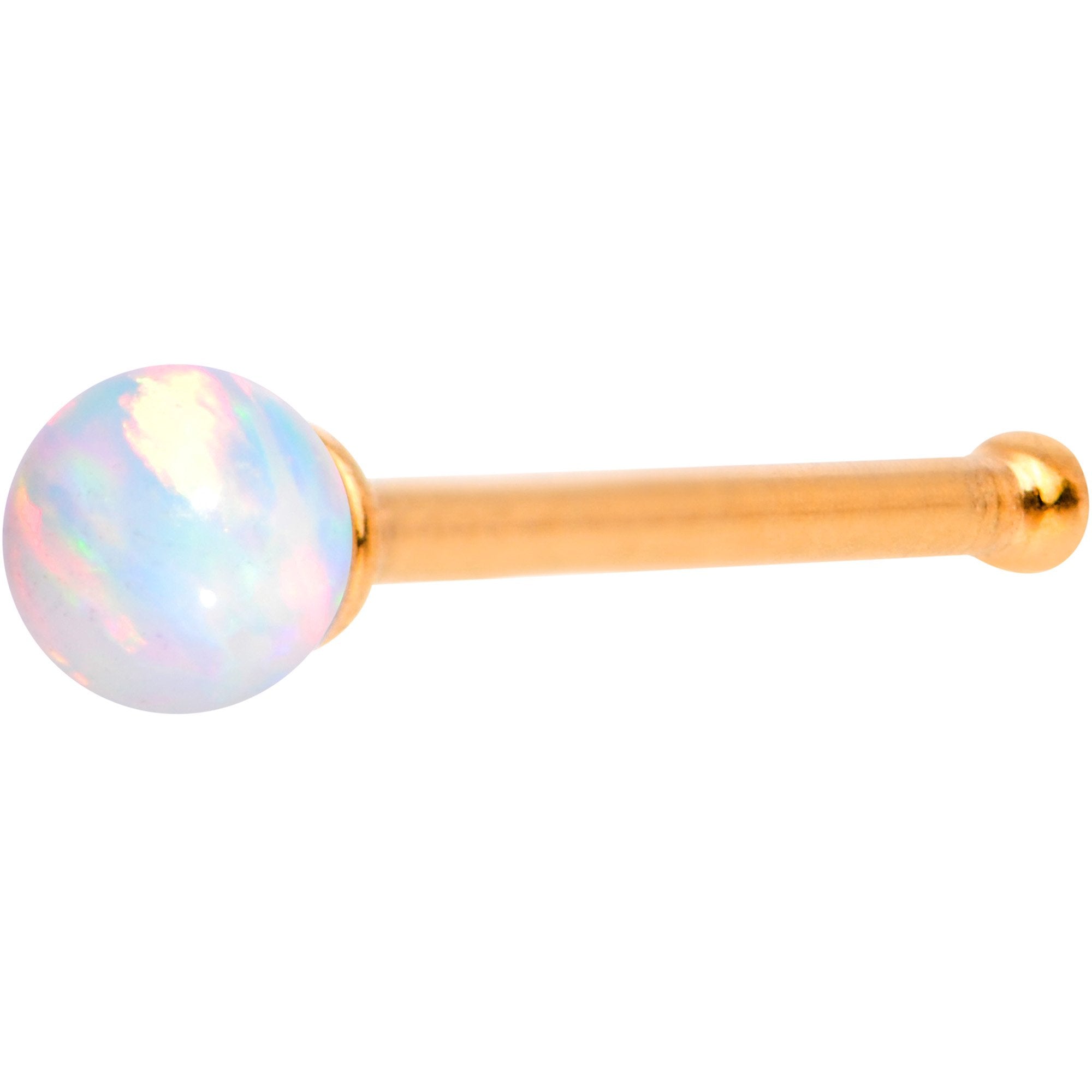 White 2.5mm Synthetic Opal Ball Rose Gold Tone Nose Bone