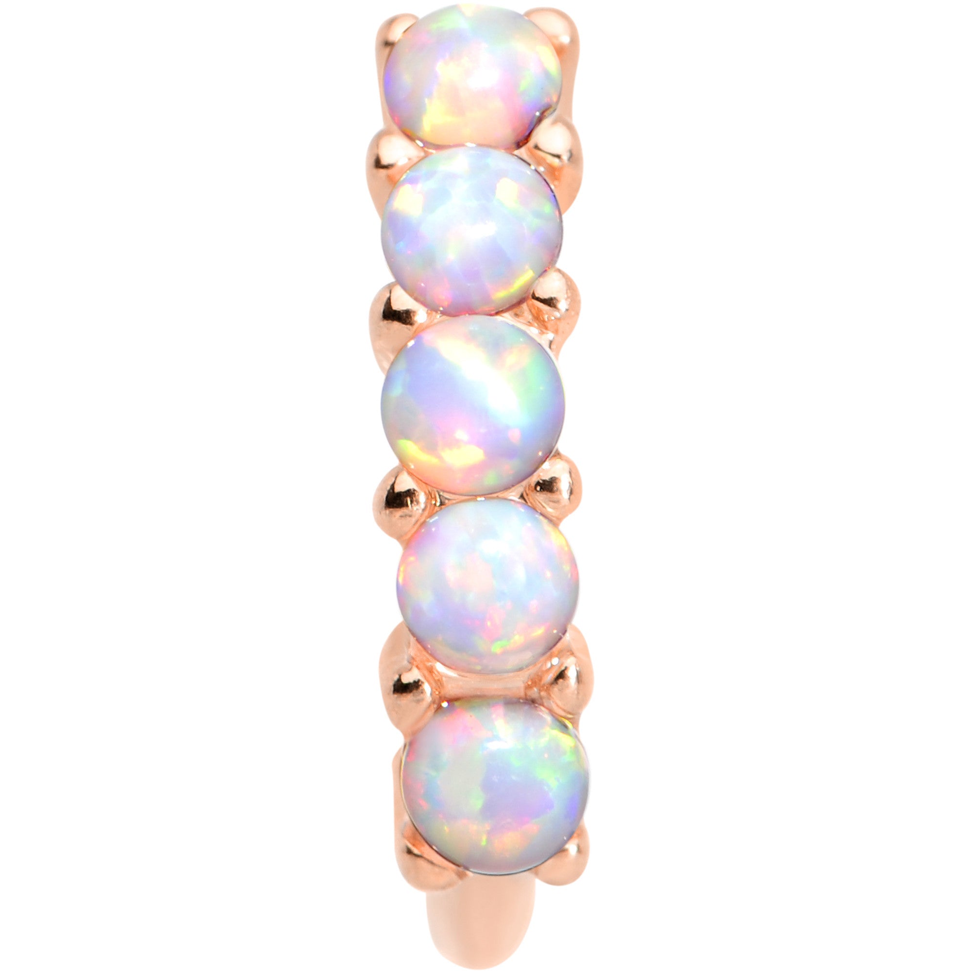 16 Gauge White Synthetic Opal Rose Gold IP Annealed Circular Ring