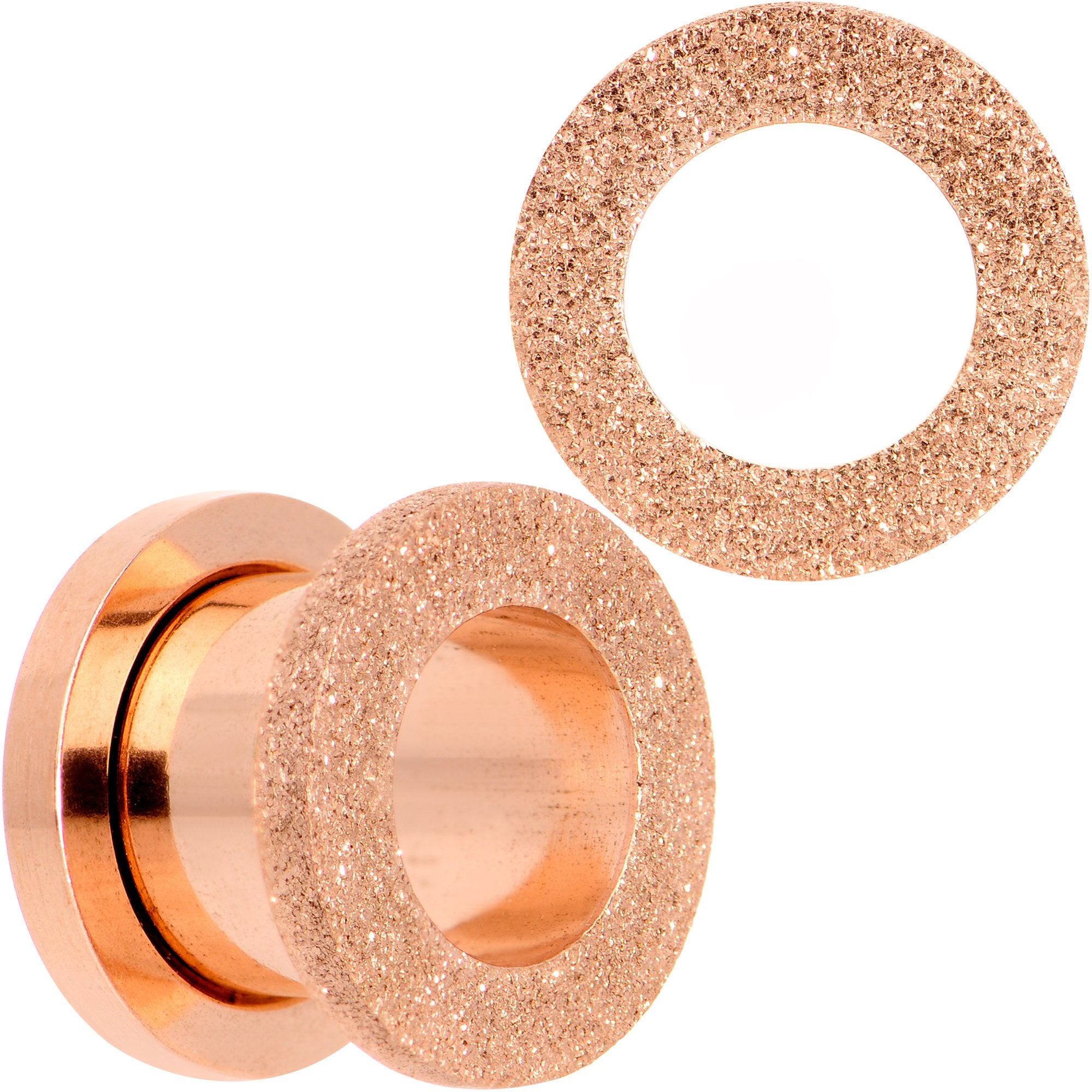 Rose Gold PVD Sandblasted Screw Fit Tunnel Plug Set 5mm to 16mm