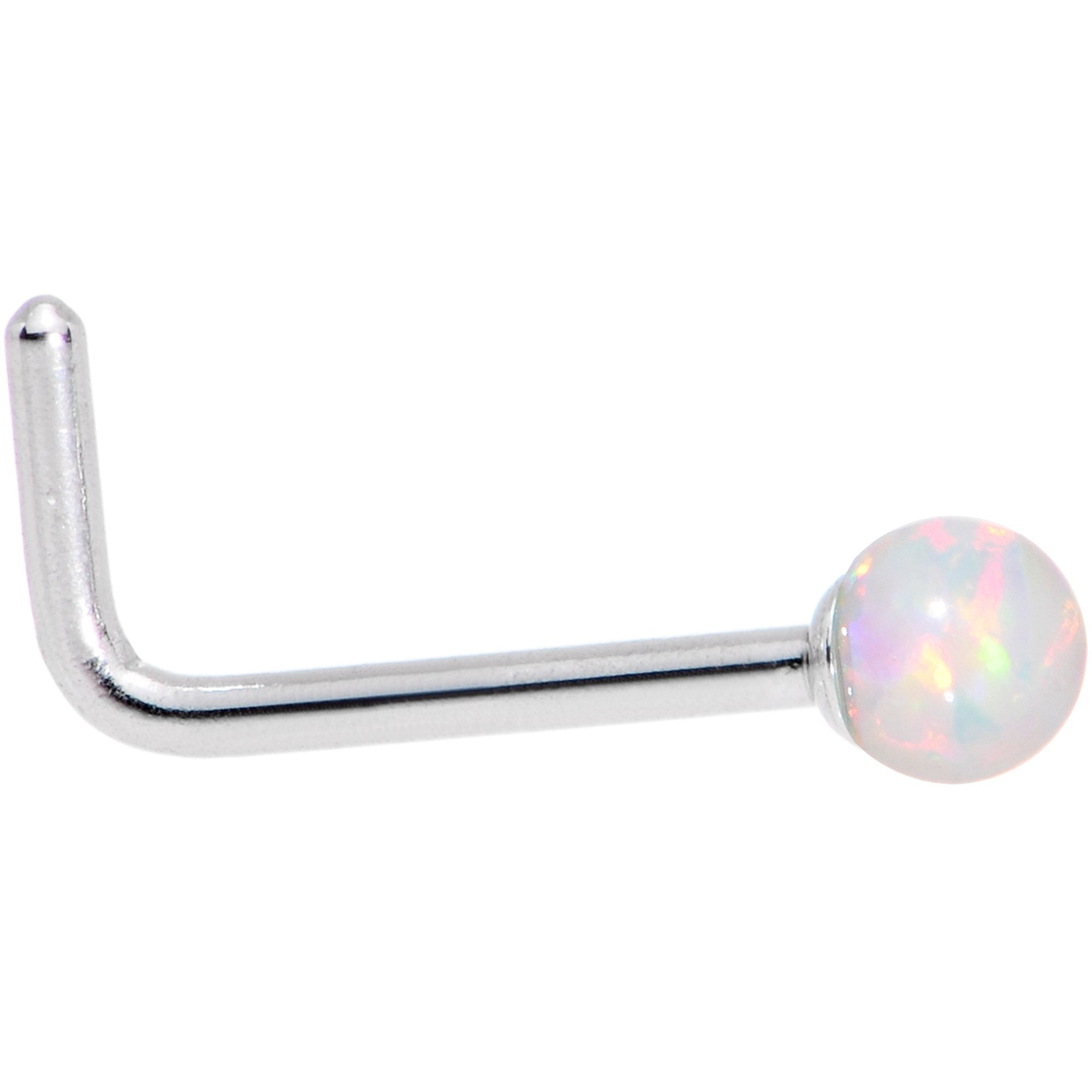 Multi Color 2.5mm Synthetic Opal Ball L Shaped Nose Ring 4 Pack Set