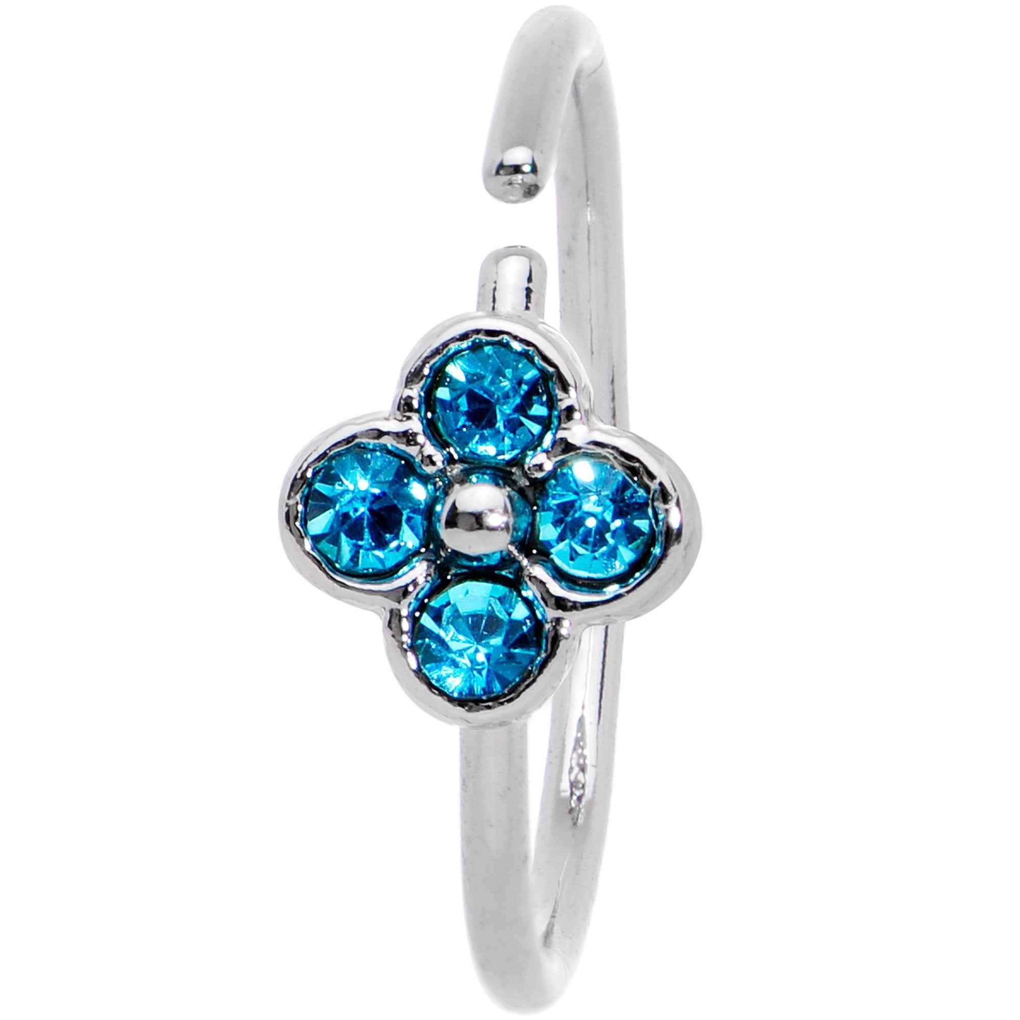 20 Gauge 3/8 Blue Gem Star Flower Seamless Circular Ring