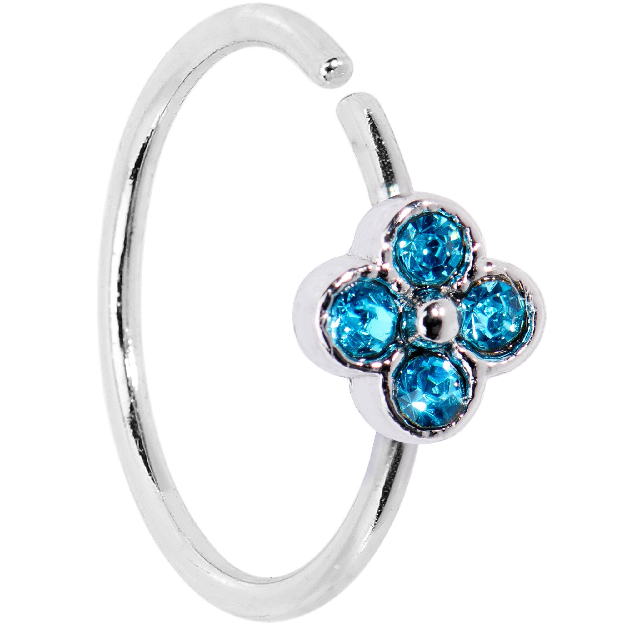 20 Gauge 3/8 Blue Gem Star Flower Seamless Circular Ring