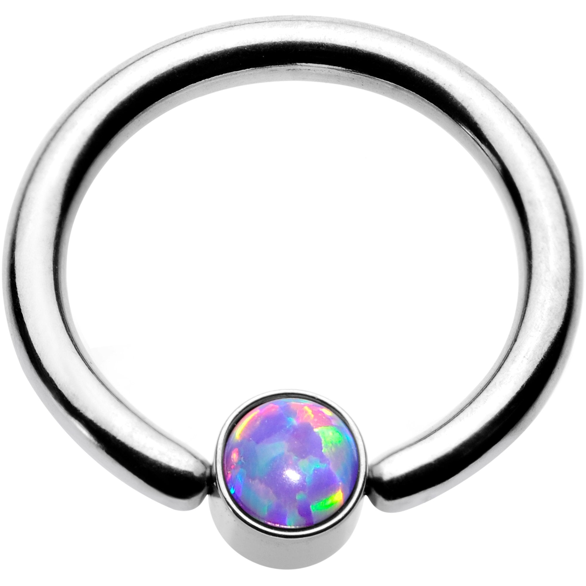 16 Gauge 5/16 Purple Faux Opal 3mm Disc BCR Captive Ring