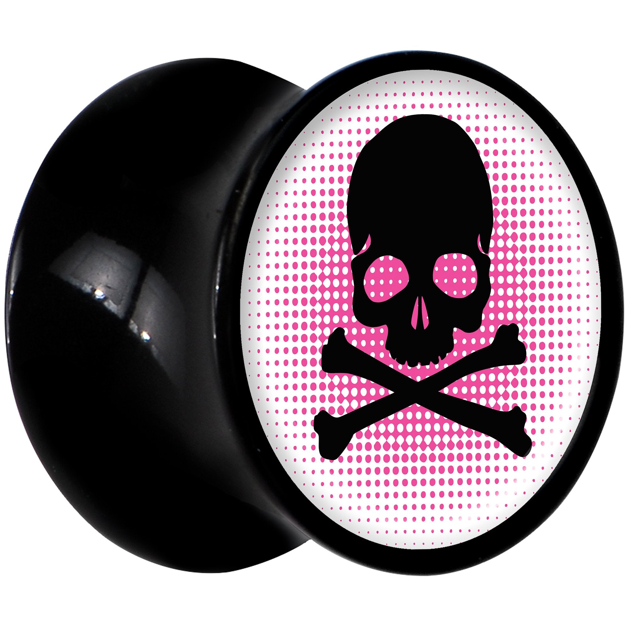 Black Acrylic Pink Black Skull Saddle Plug Set 00 Gauge