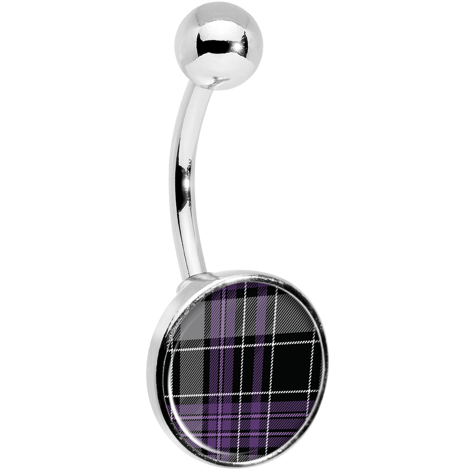 Winter Purple Black Plaid Belly Ring