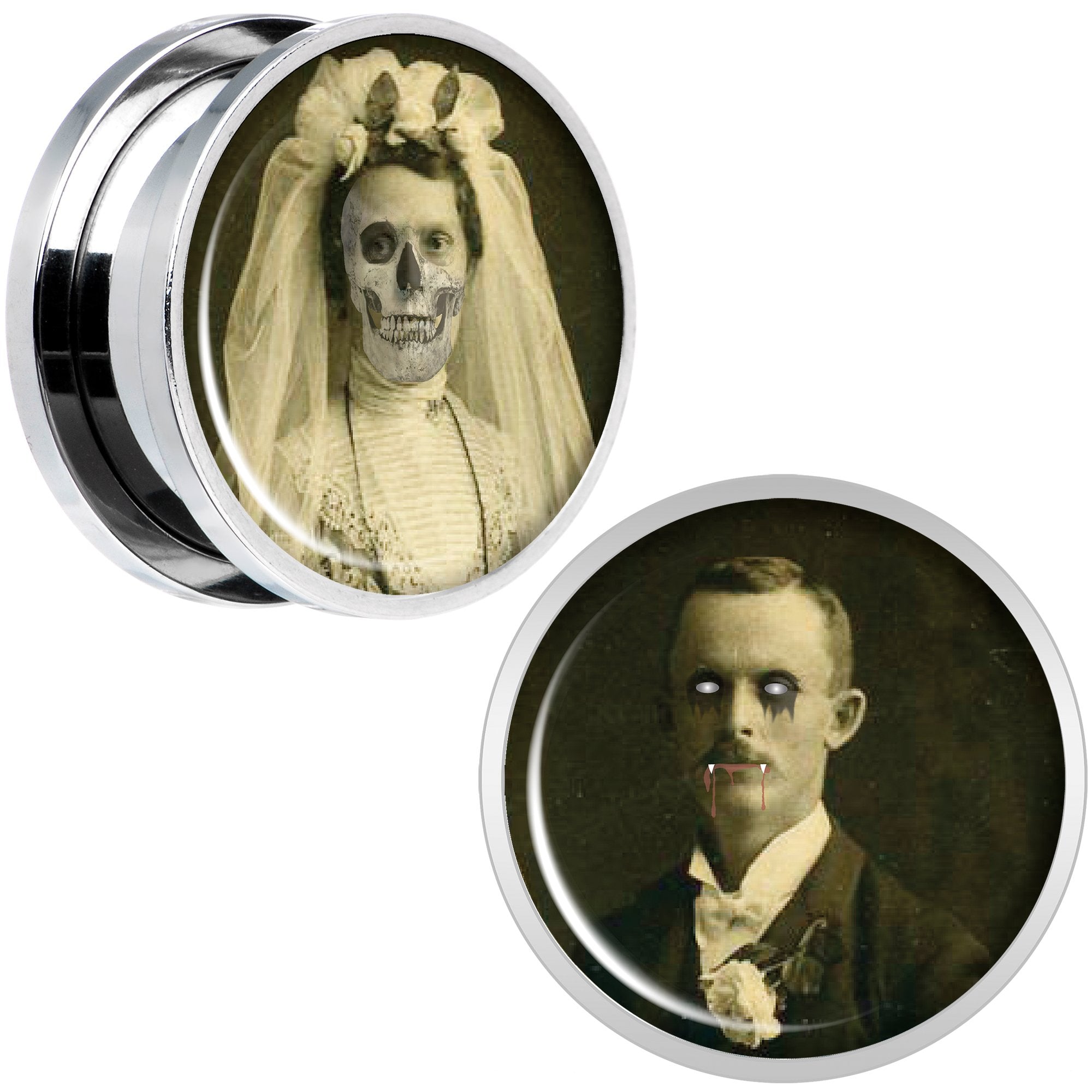 Undead Bride and Groom Halloween Plug Set 18mm