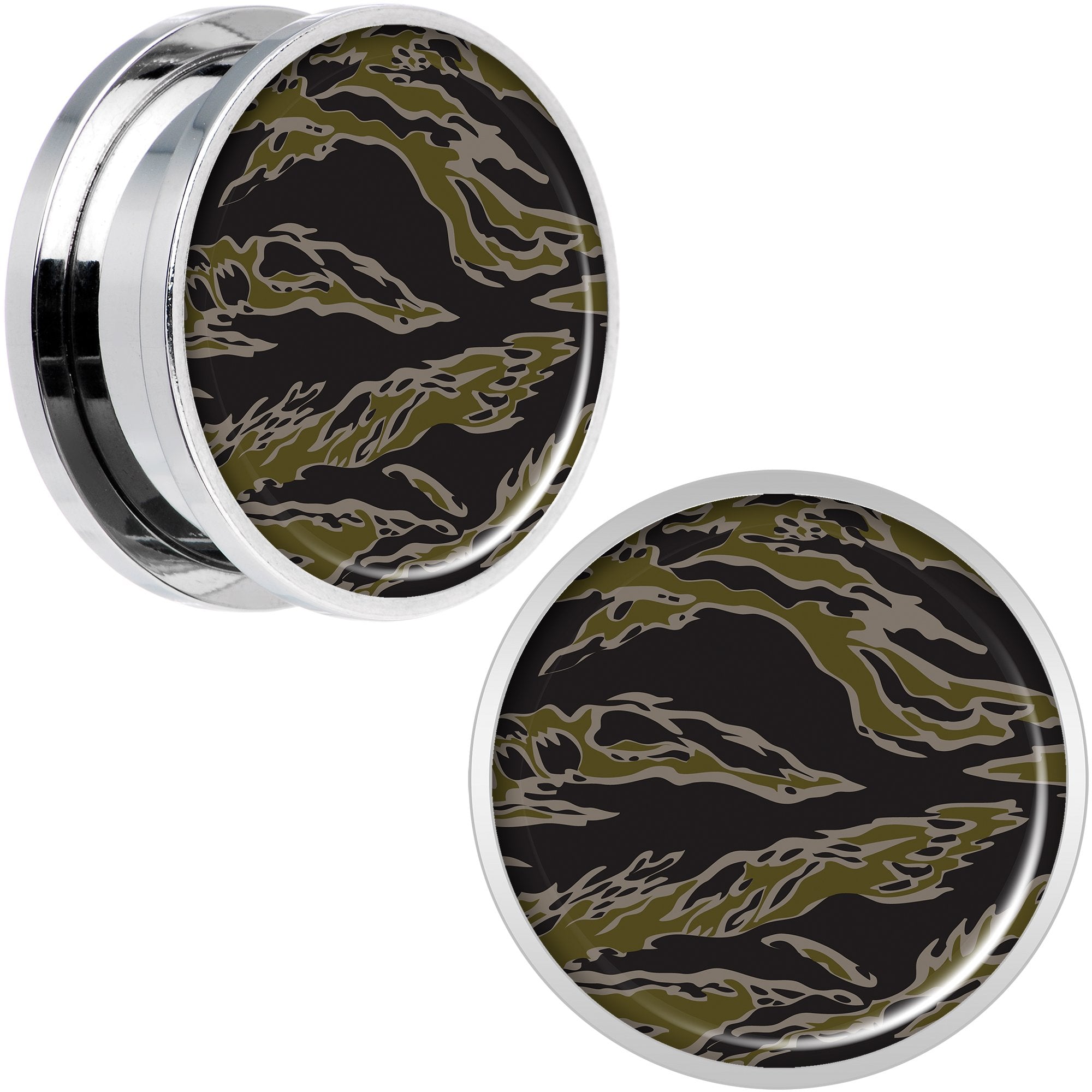 Tiger Camo Print Steel Screw Fit Plug Set 20mm