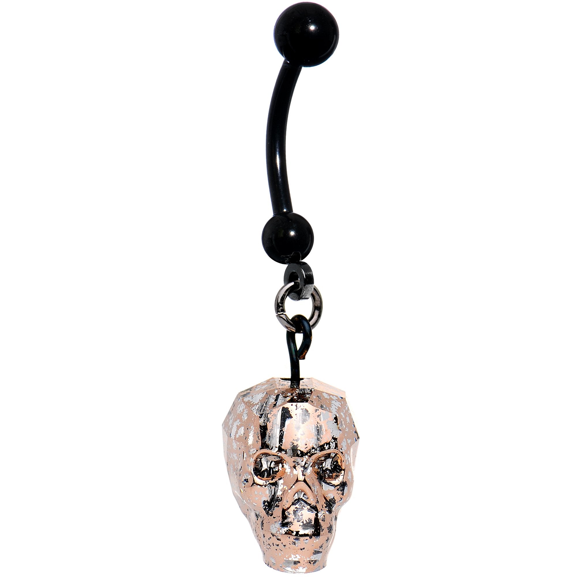 Glam Skull Halloween Dangle Belly Ring Created with Crystals