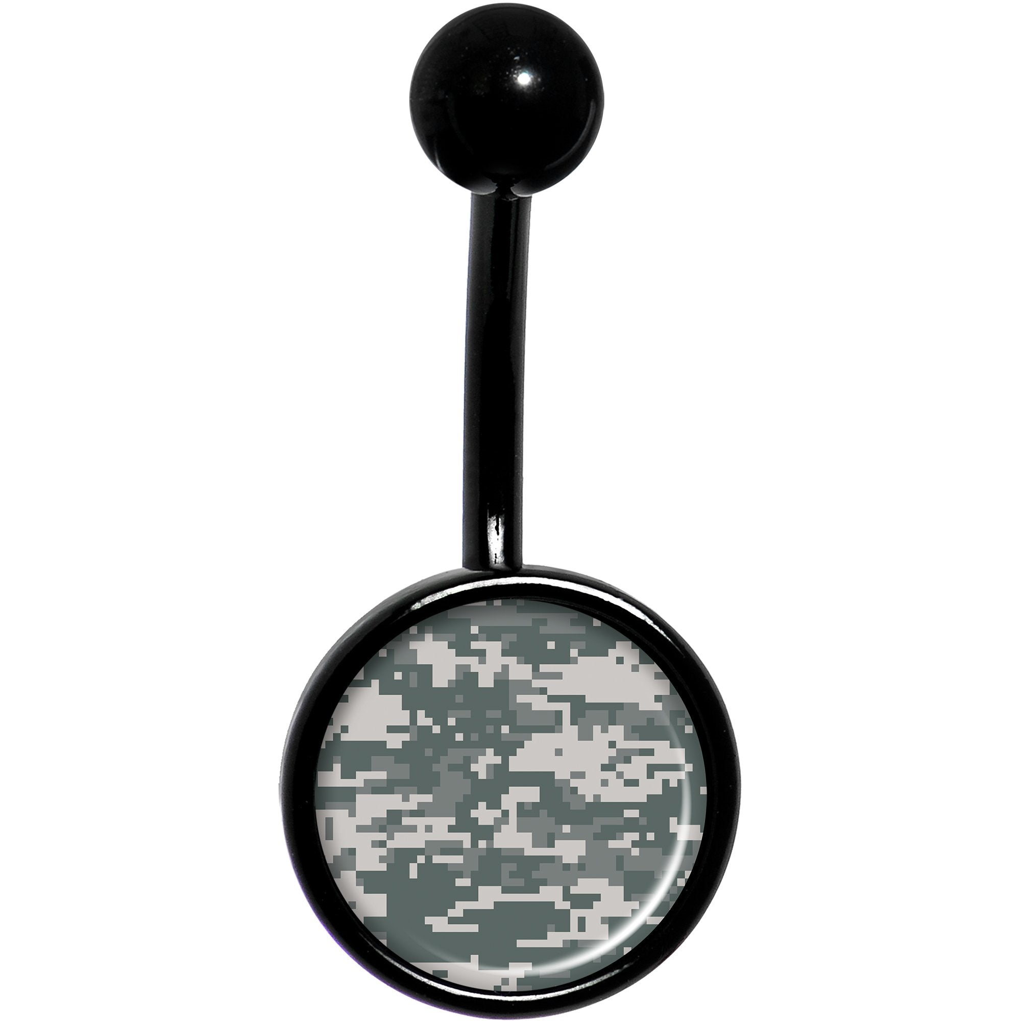 Digital Camo Print Black Belly Ring