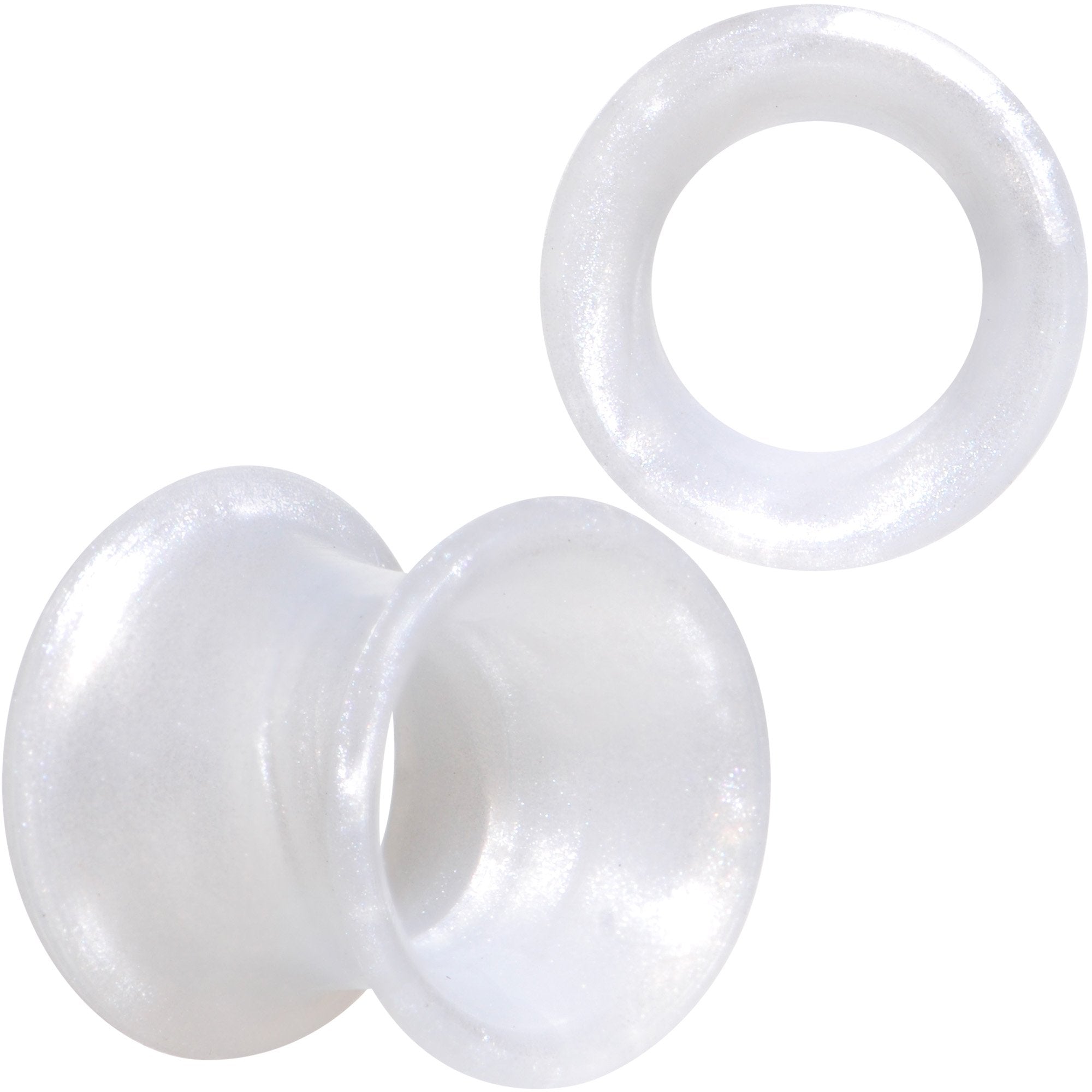 Thin Flexible White Silicone Tunnel Plug Set 6mm to 25mm