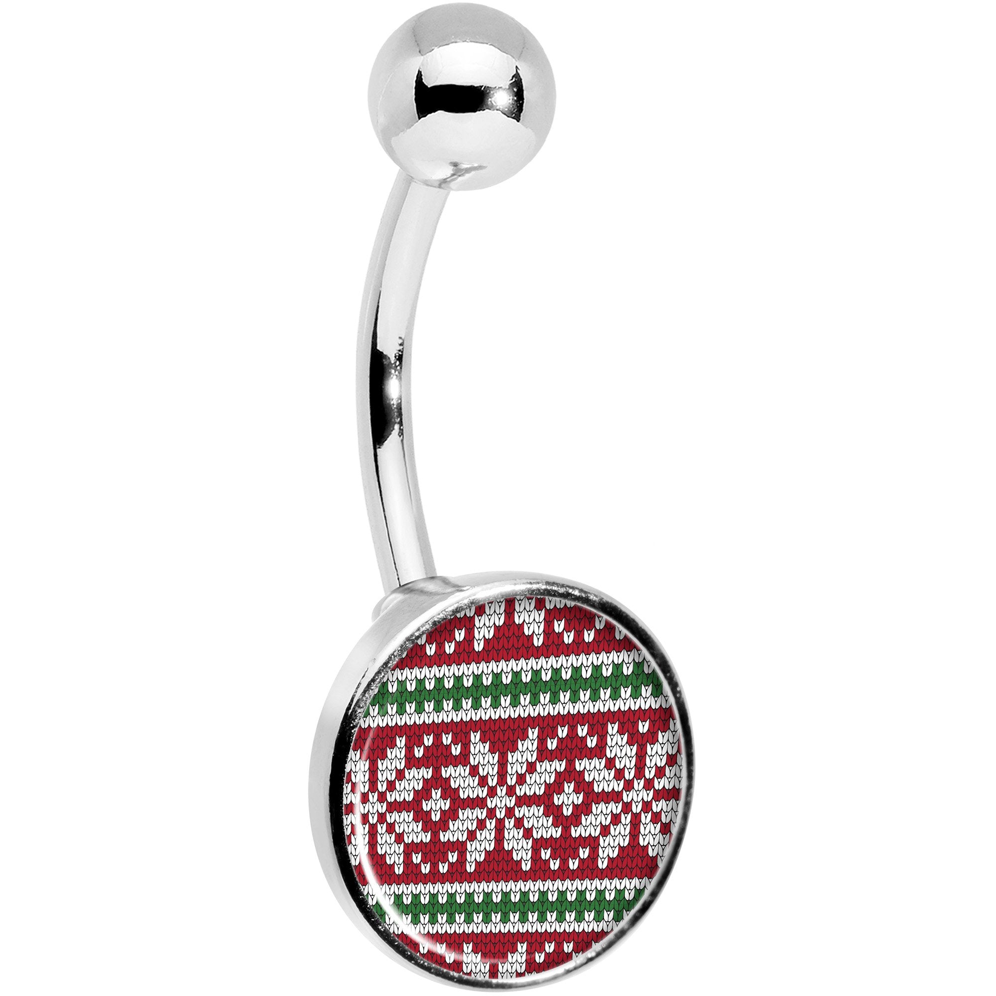 Red Green Christmas Sweater Belly Ring