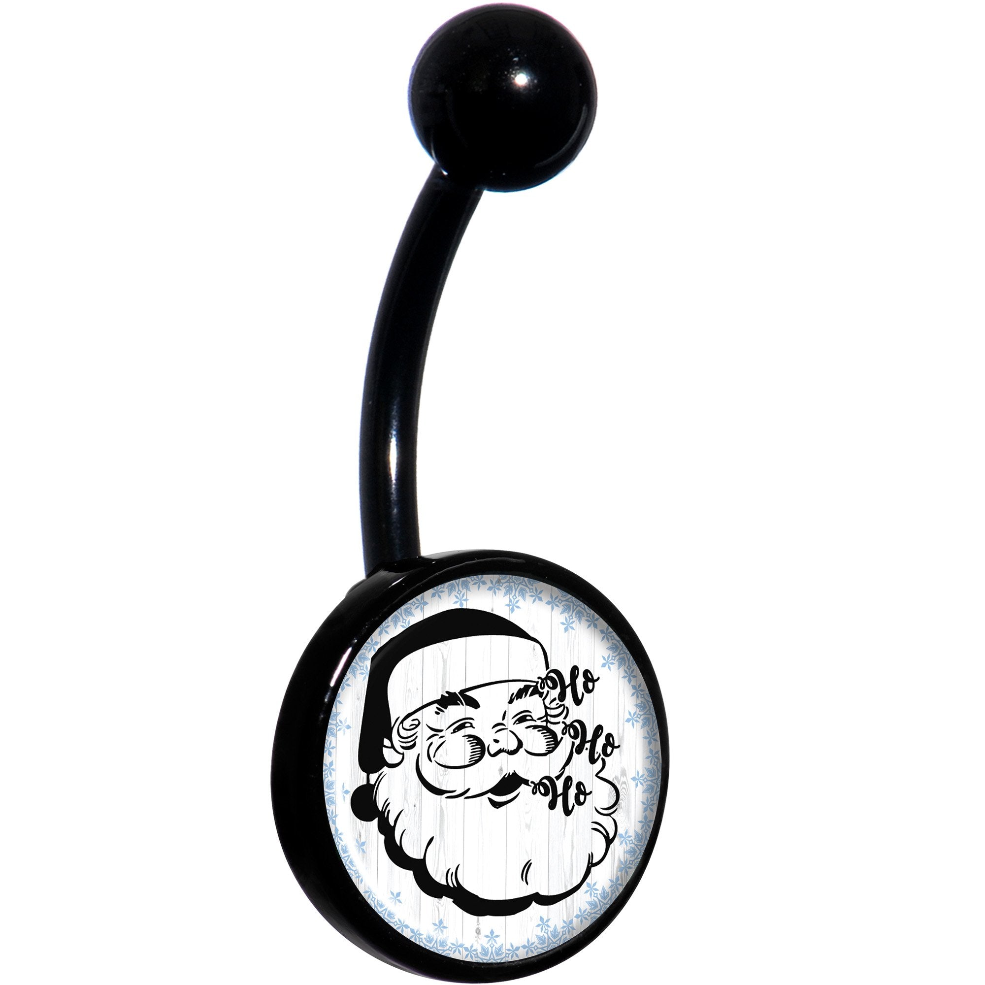 Christmas Retro Santa Ho Ho Ho Black Belly Ring