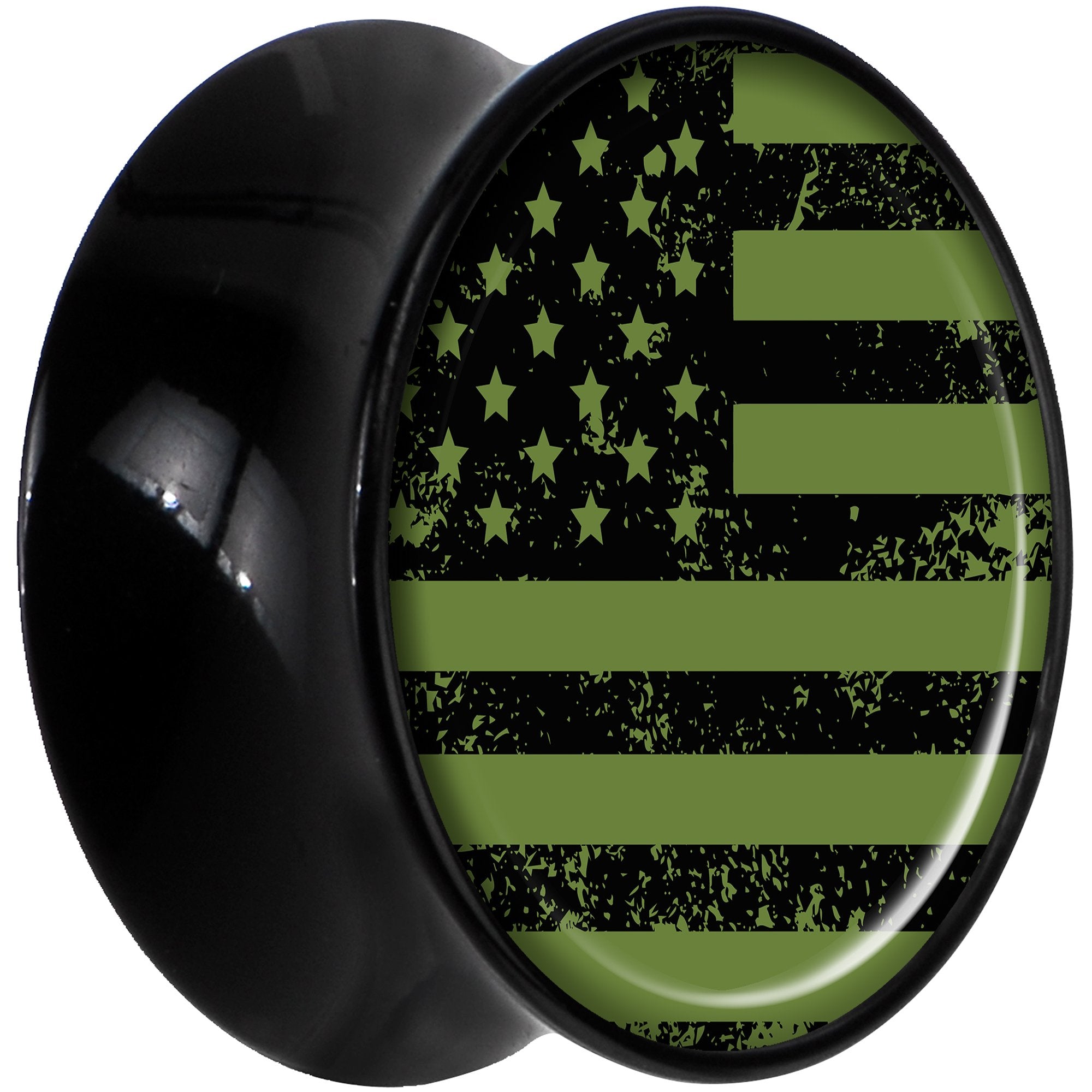 Black Acrylic Green American Flag Saddle Plug Set 20mm