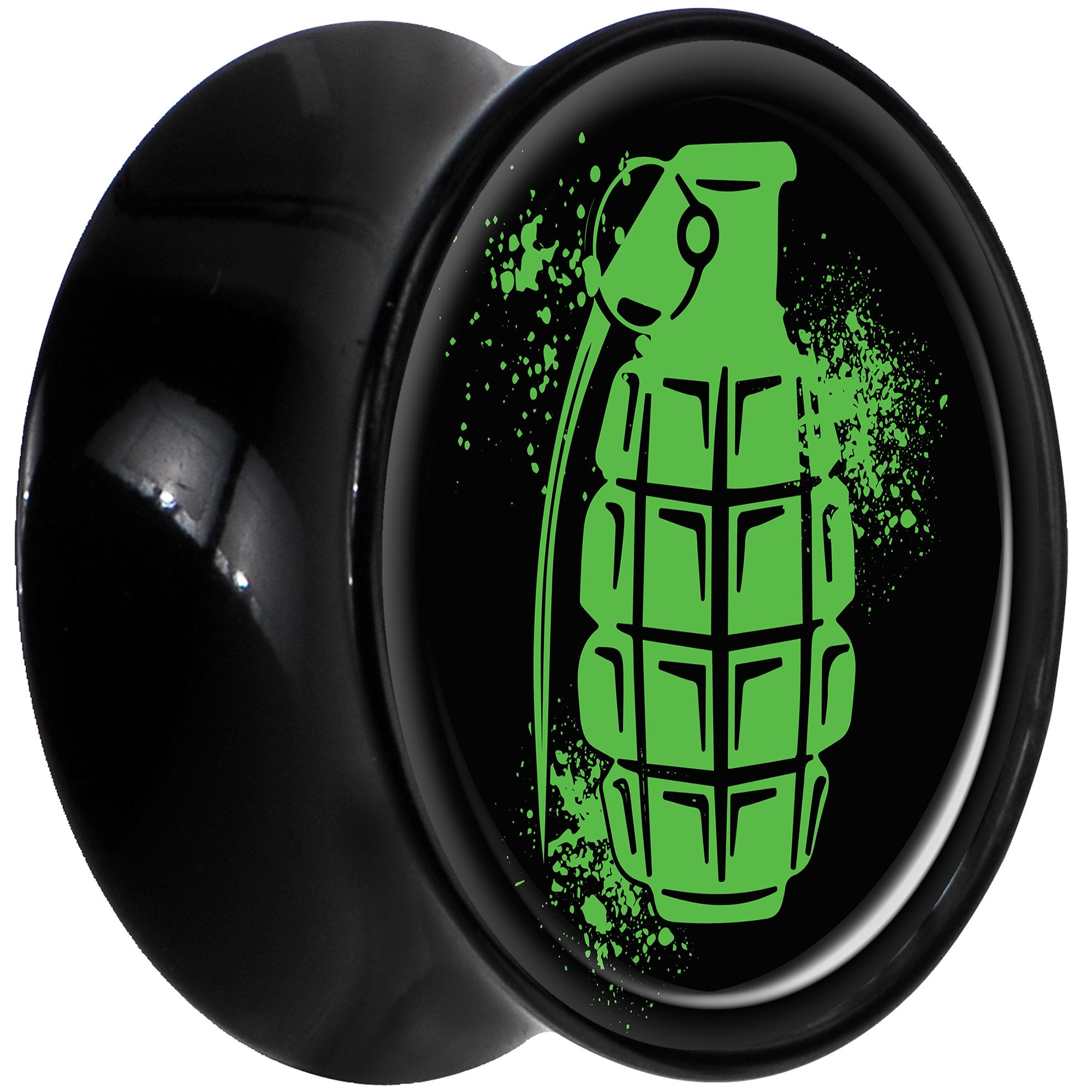 Black Acrylic Green Grenade Saddle Plug Set 18mm