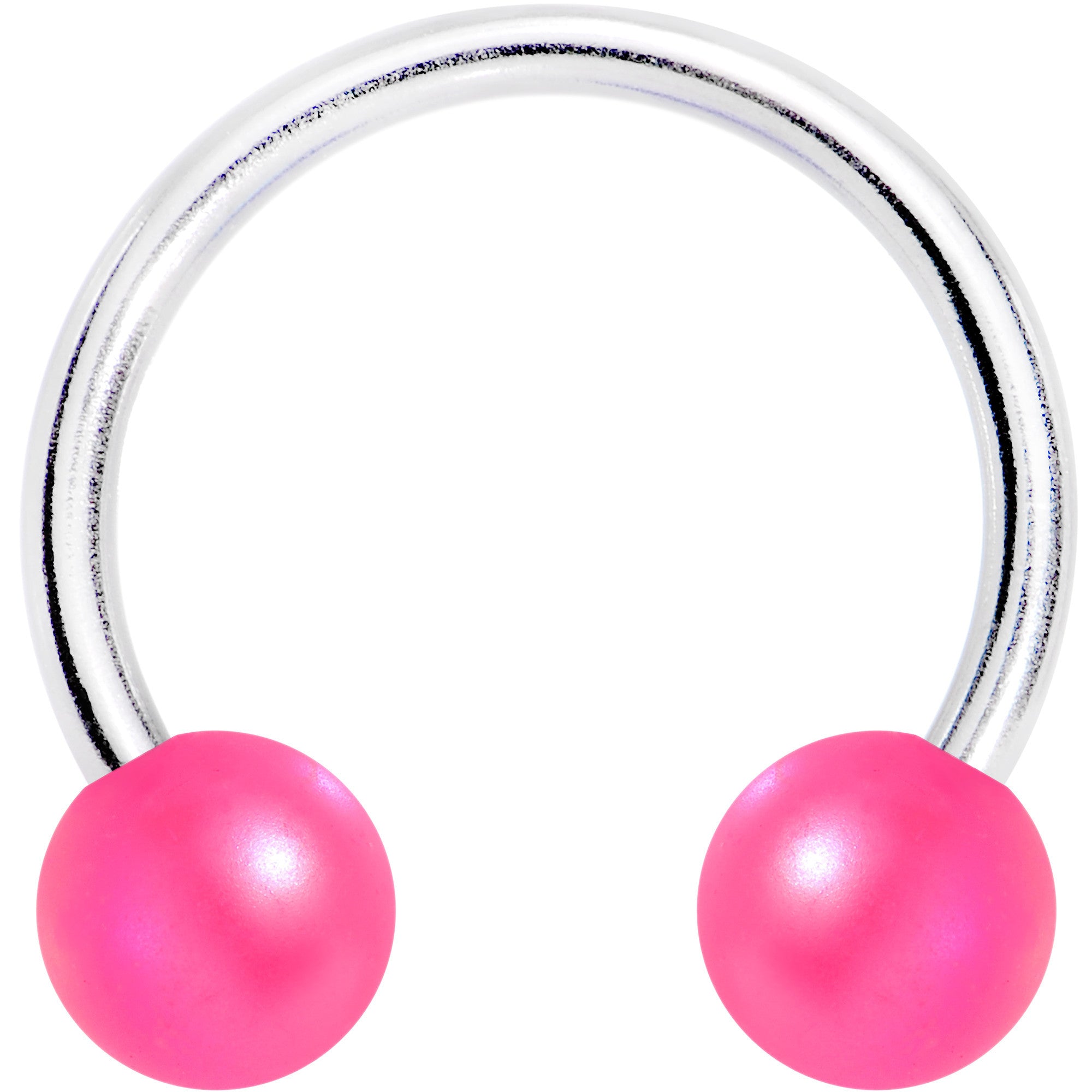 Matte Iridescent 6mm Pink Acrylic Ball Horseshoe Circular Barbell