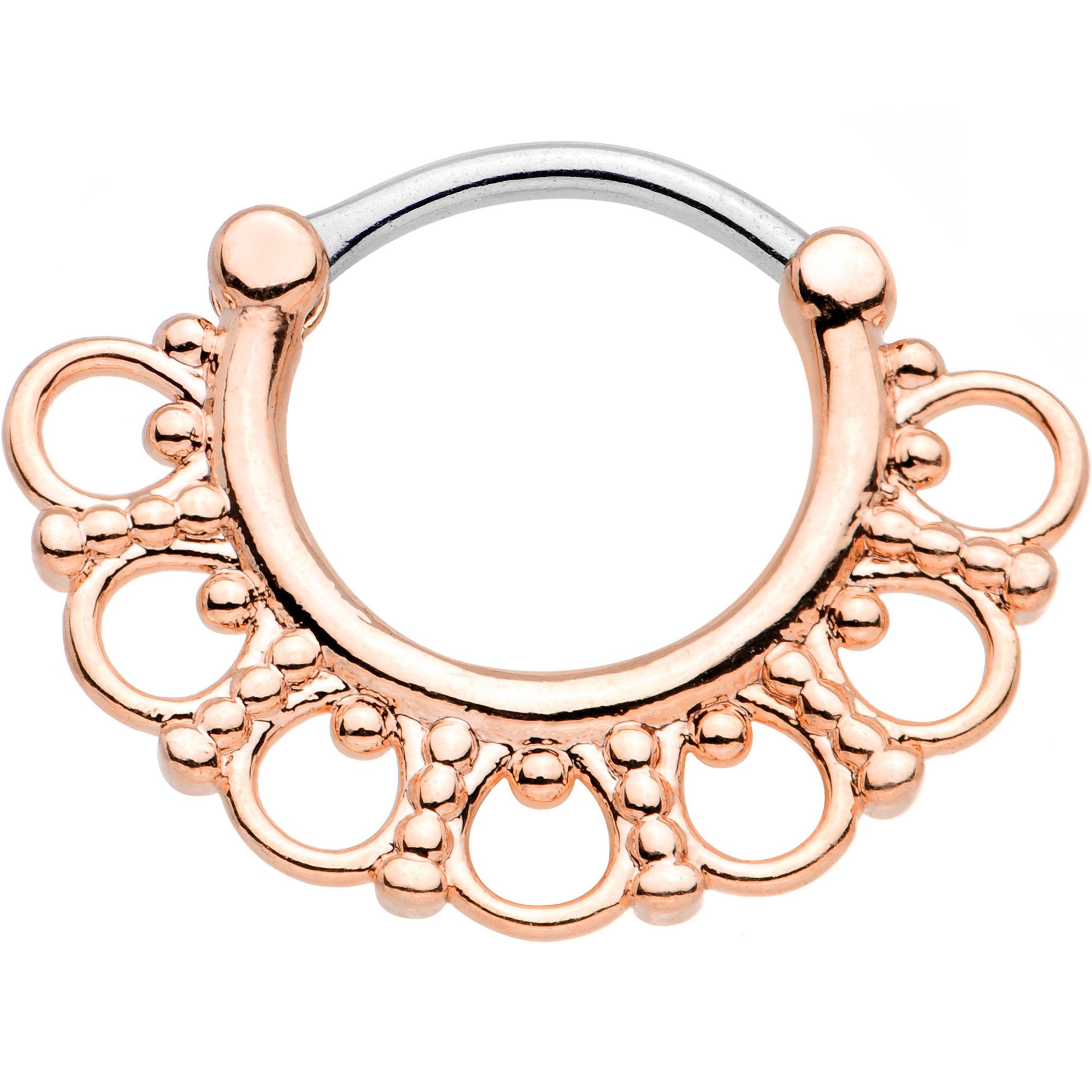 16 Gauge 5/16 Rose Gold Tone Tribal Filigree Fan Septum Clicker