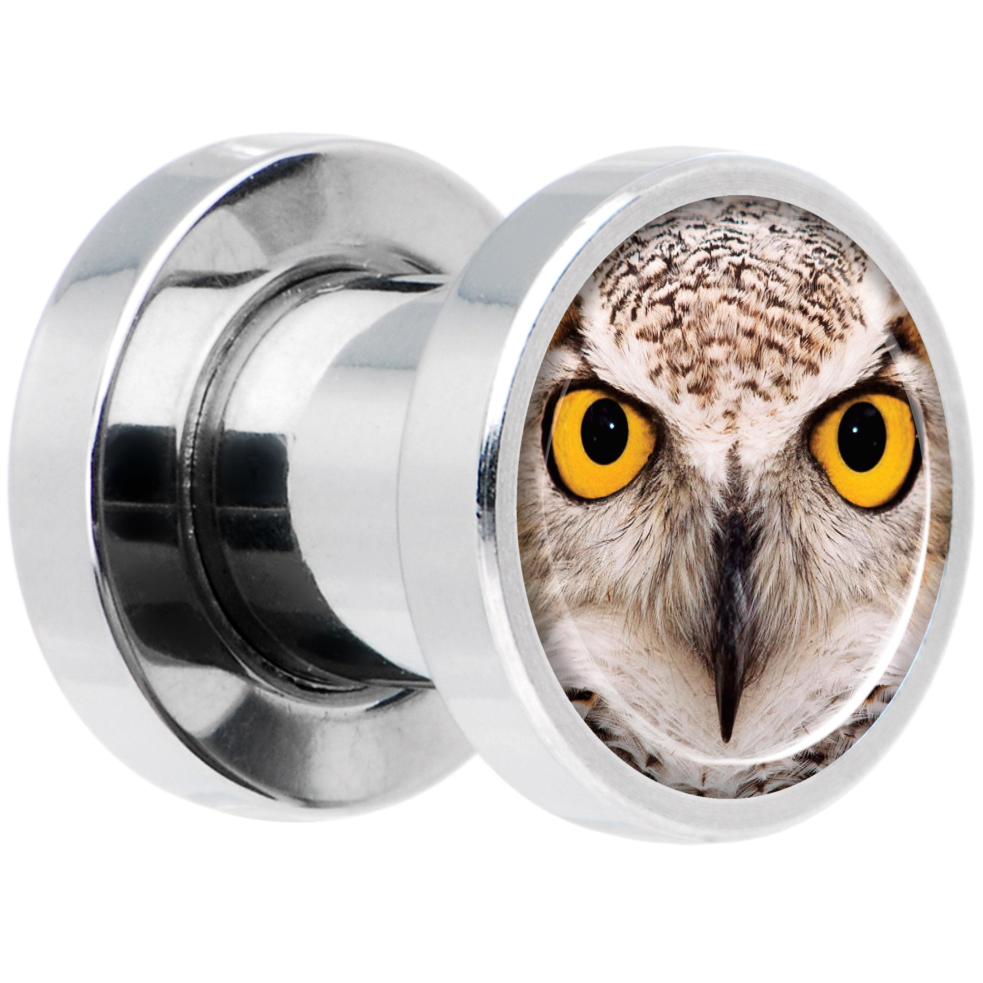 Full Color Owl Steel Screw Fit Plug Set 2 Gauge