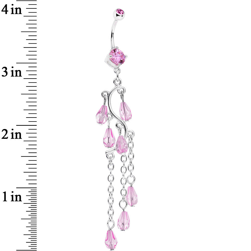 Pink Gem Prepare To Stare Sleek Curves Dangle Belly Ring