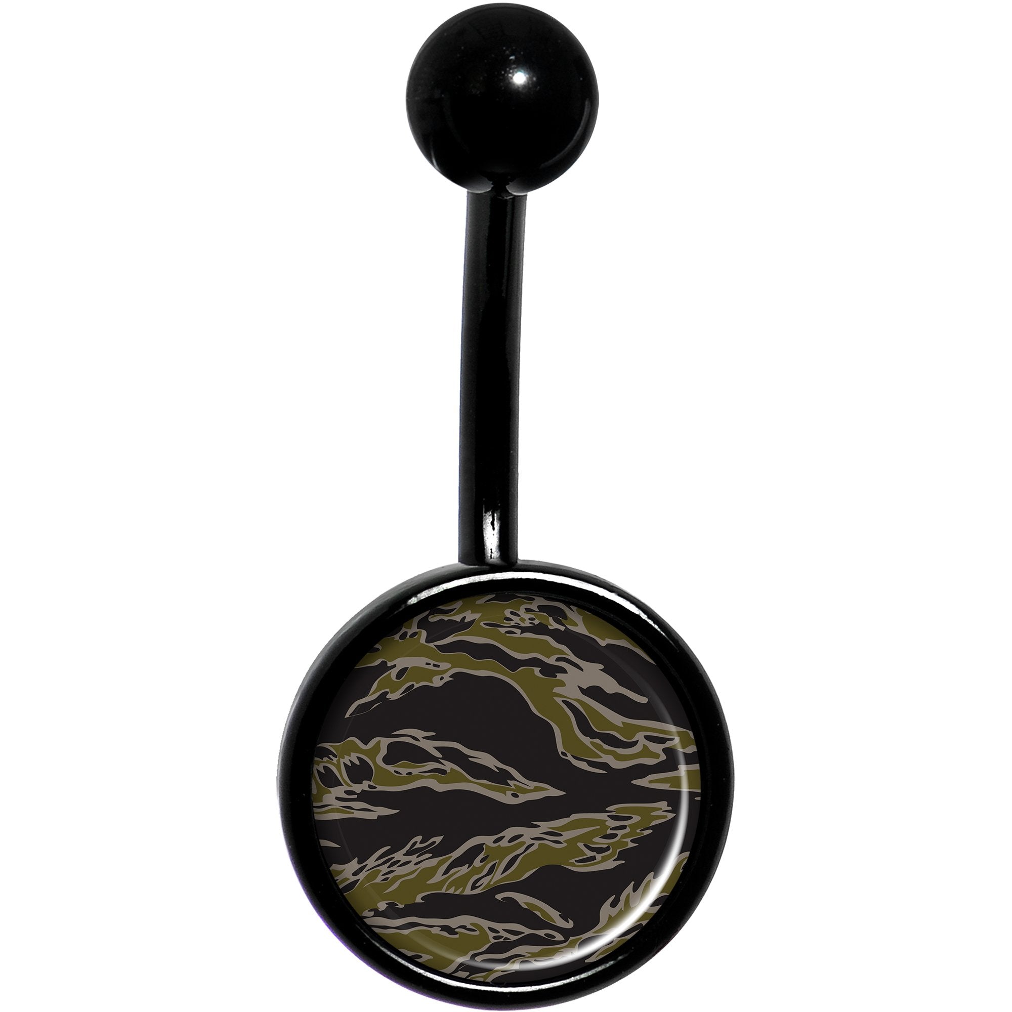 Tiger Camo Print Black Belly Ring