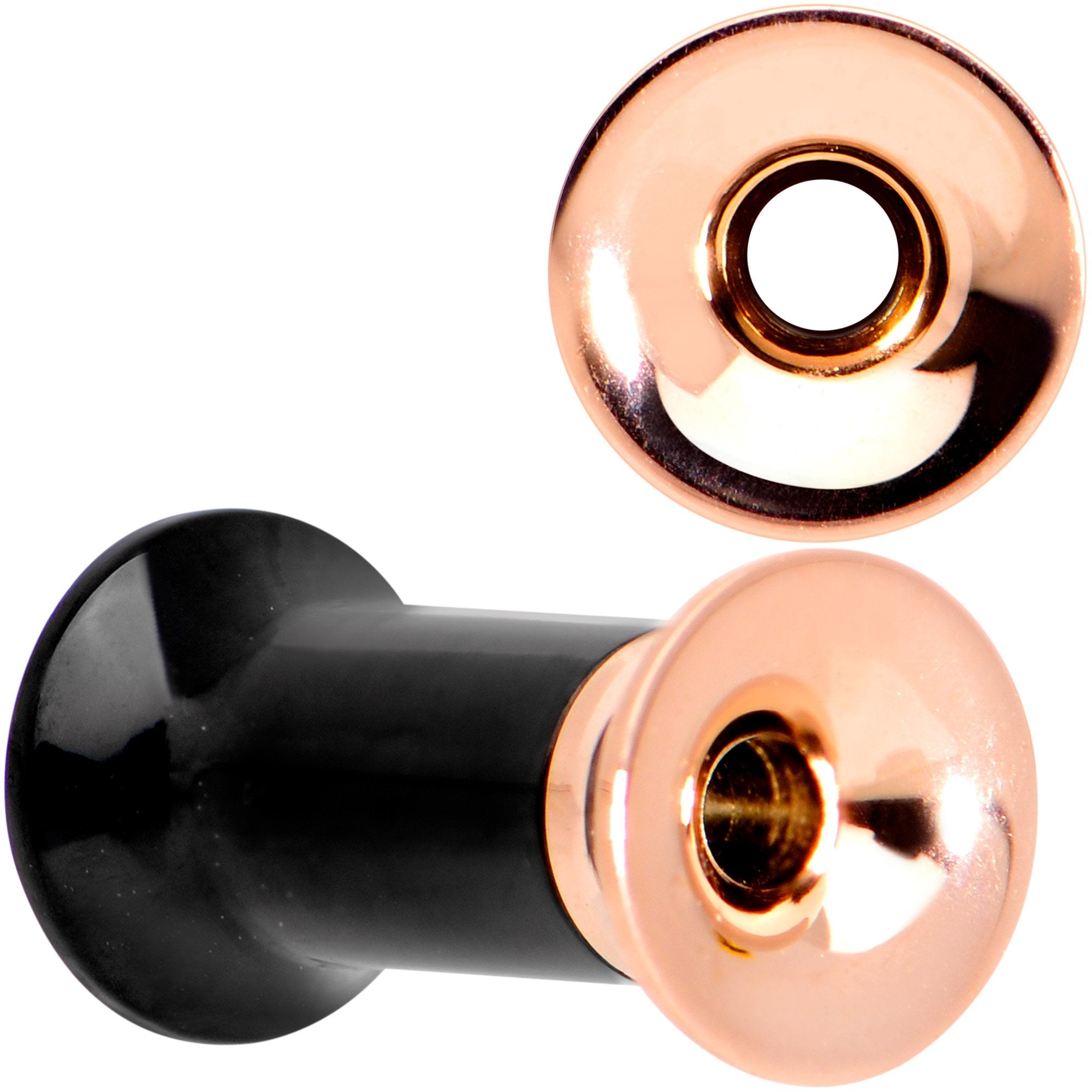 Black Rose Gold PVD Two Tone Screw Fit Tunnel Plug Set 3mm to 16mm