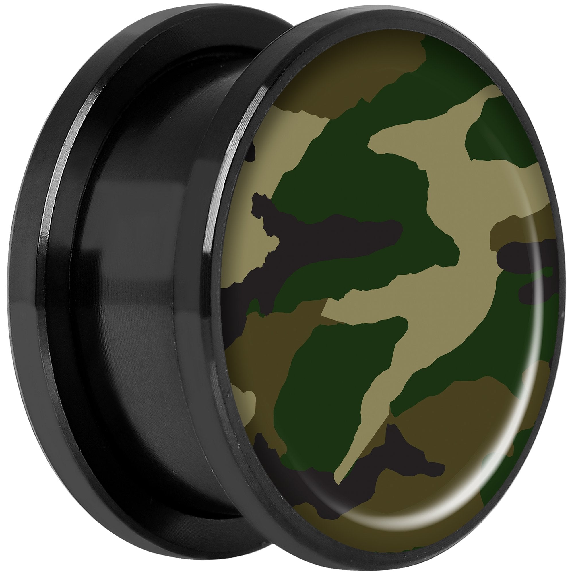 Woodland Camo Print Black Anodized Screw Fit Plug Set 18mm