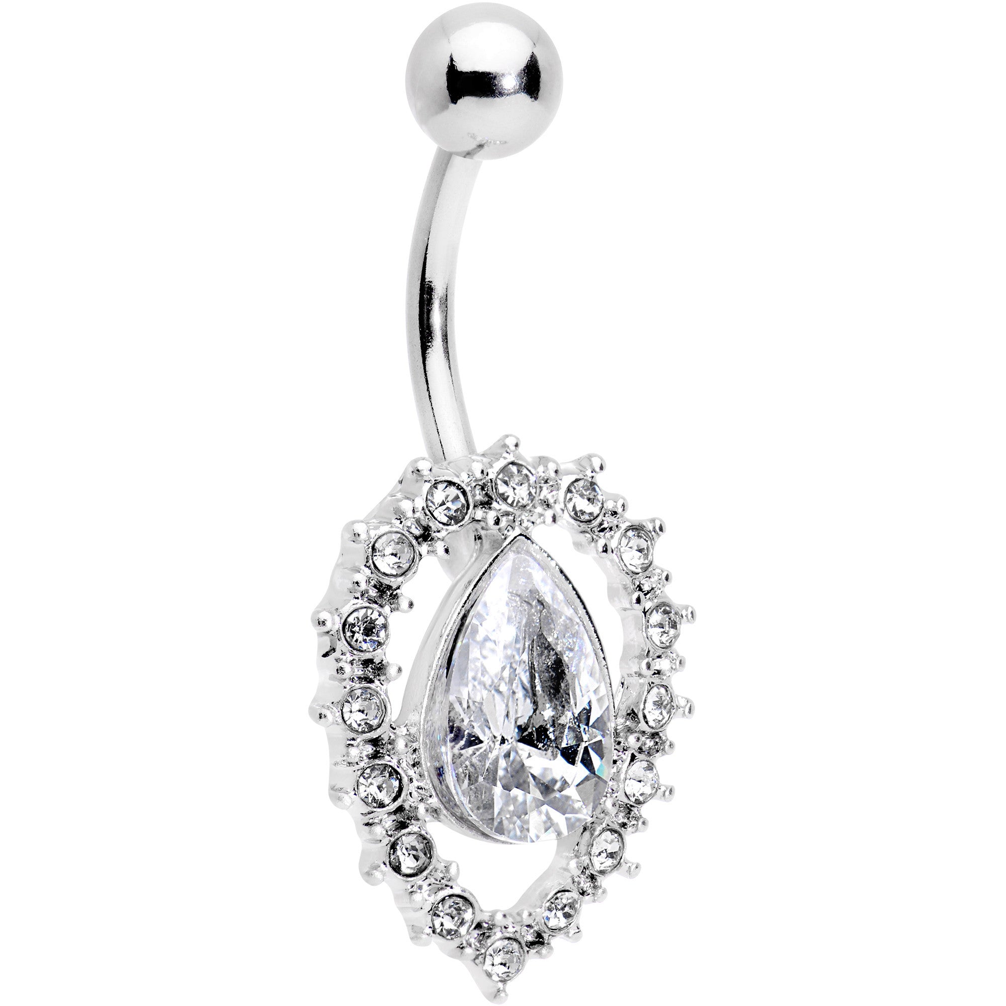 Clear Gem Debutante Drop Belly Ring