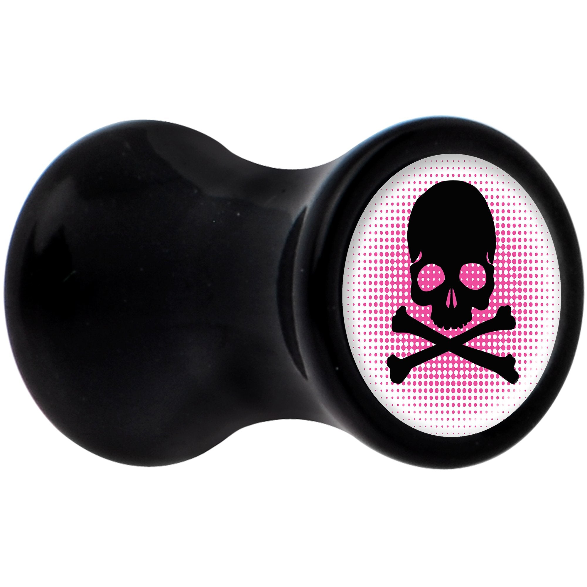 Black Acrylic Pink Black Skull Saddle Plug Set 4 Gauge