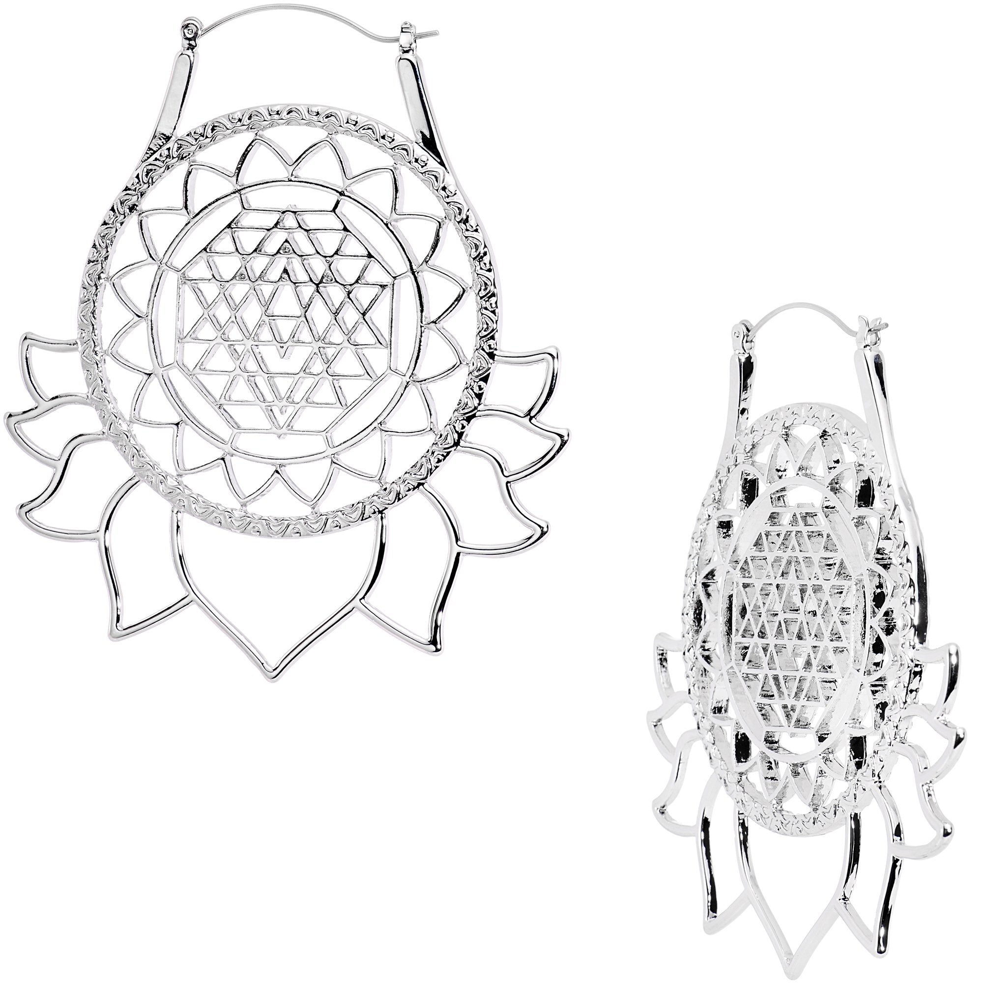 Lotus Flower Mandala Tunnel Plug Earrings