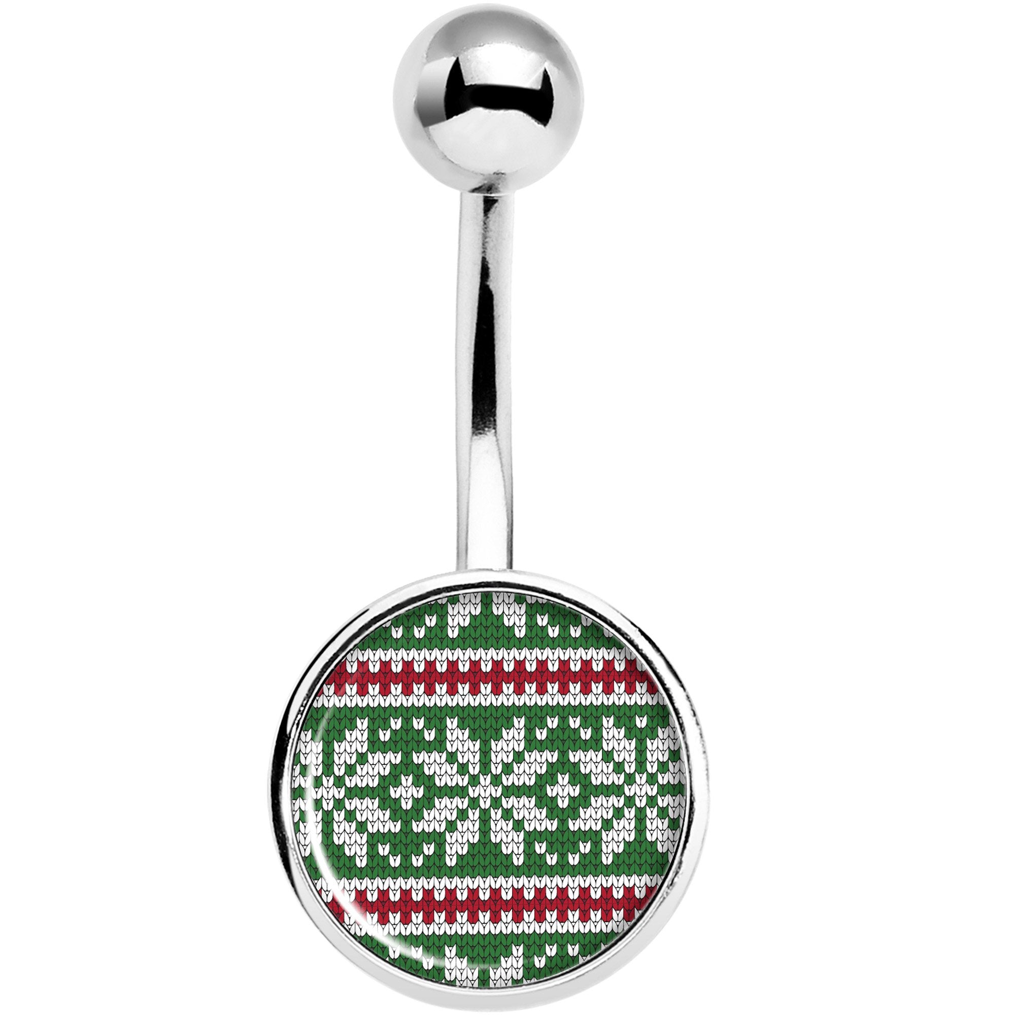 Green Red Christmas Sweater Belly Ring