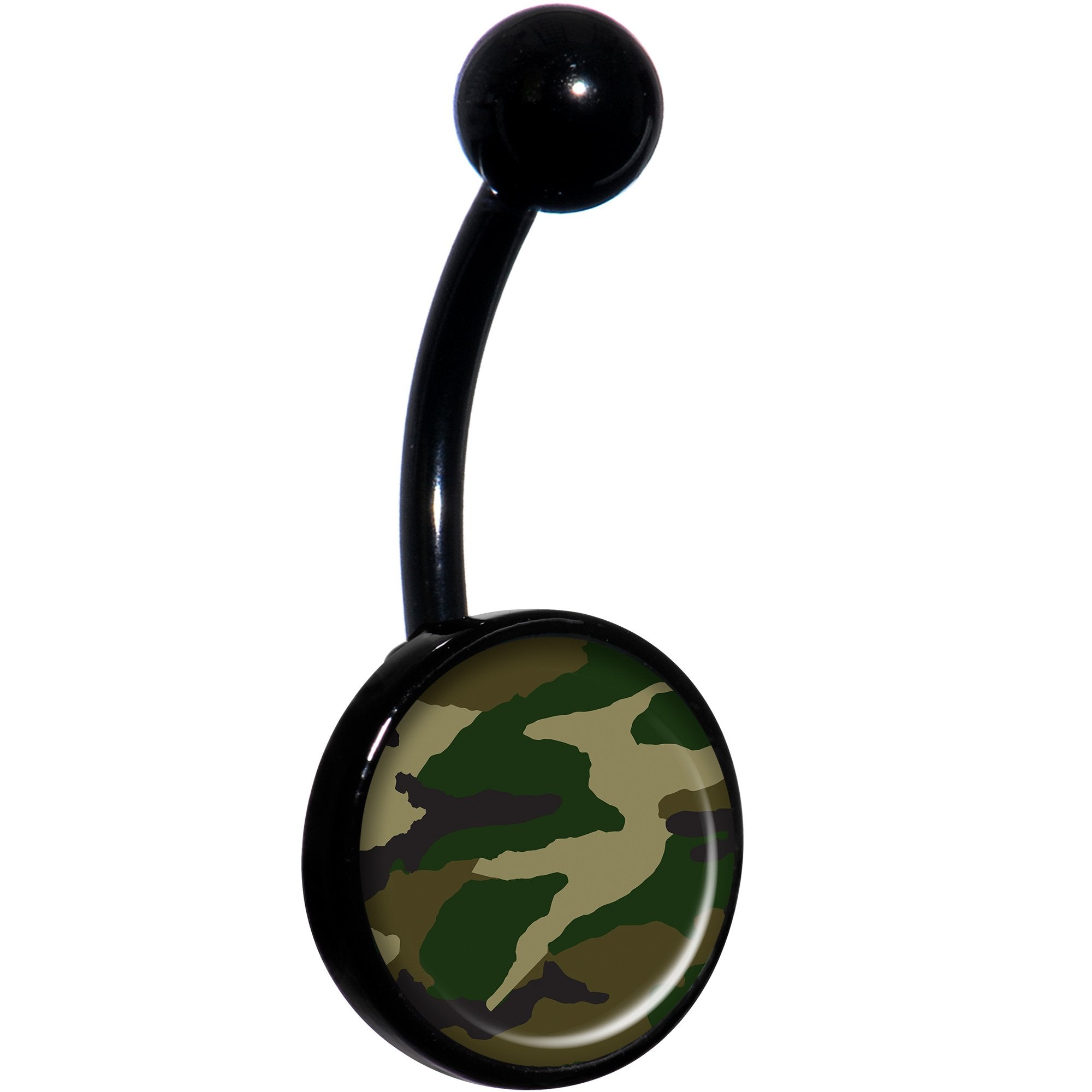 Woodland Camo Print Black Belly Ring