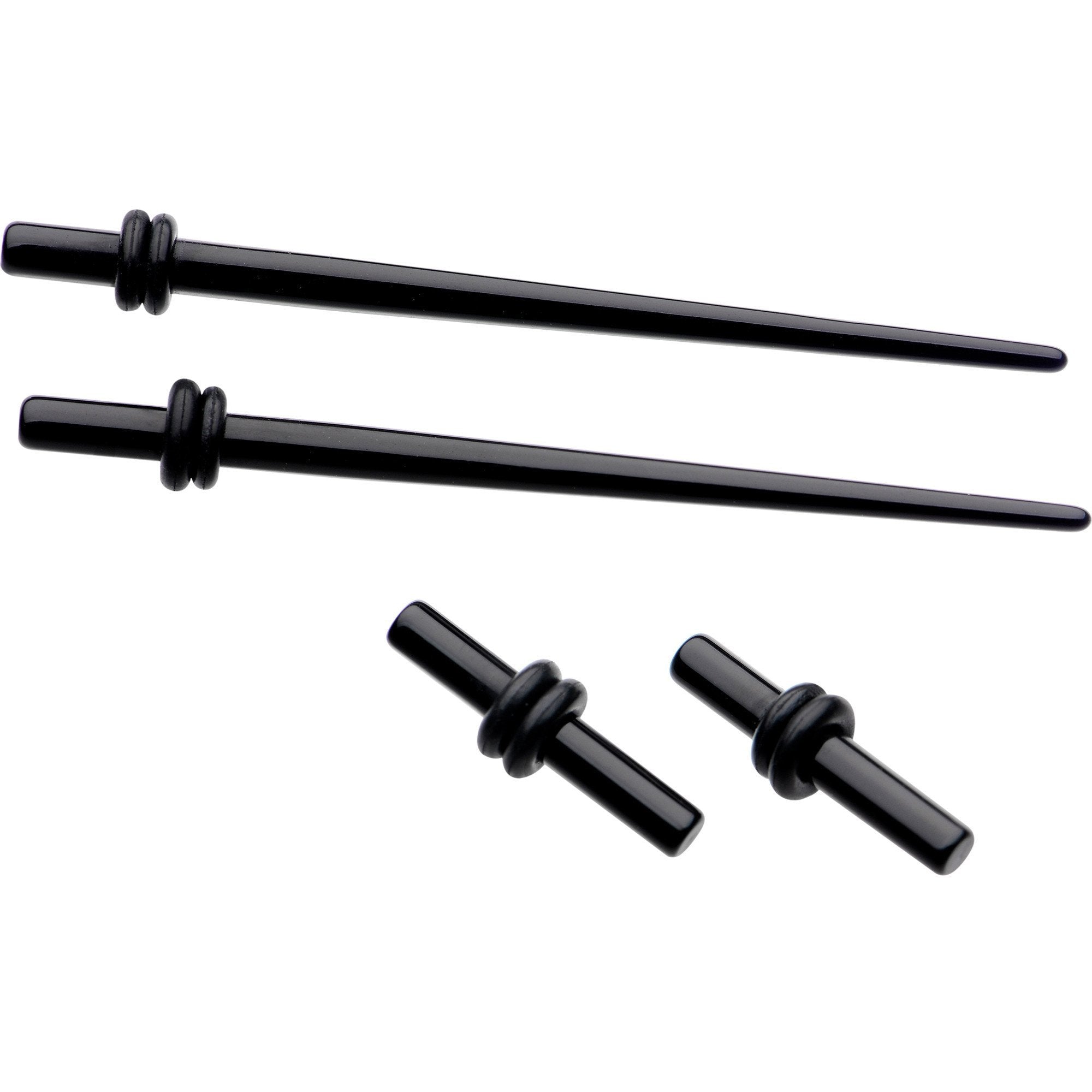 Black Acrylic Straight Plug and Tapers Set of 4