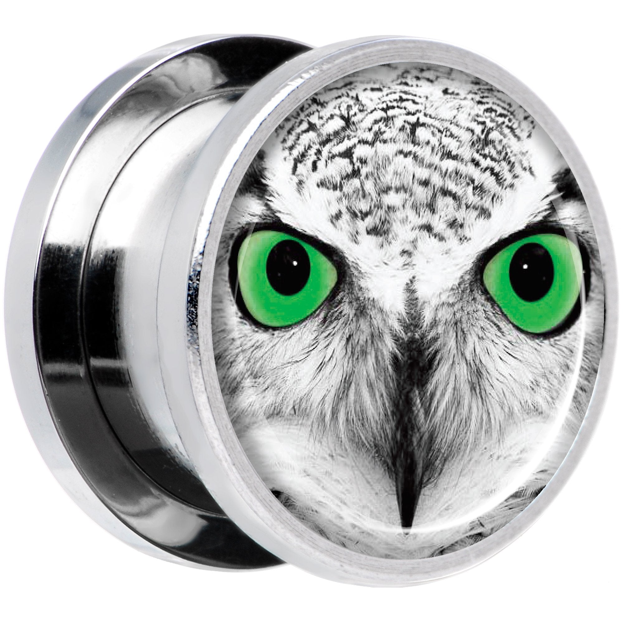 Black White Owl Steel Screw Fit Plug Set 9/16