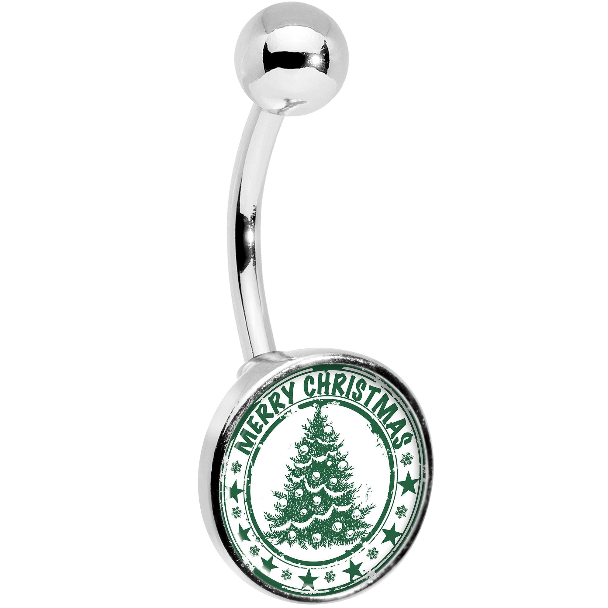 Merry Christmas Tree Belly Ring