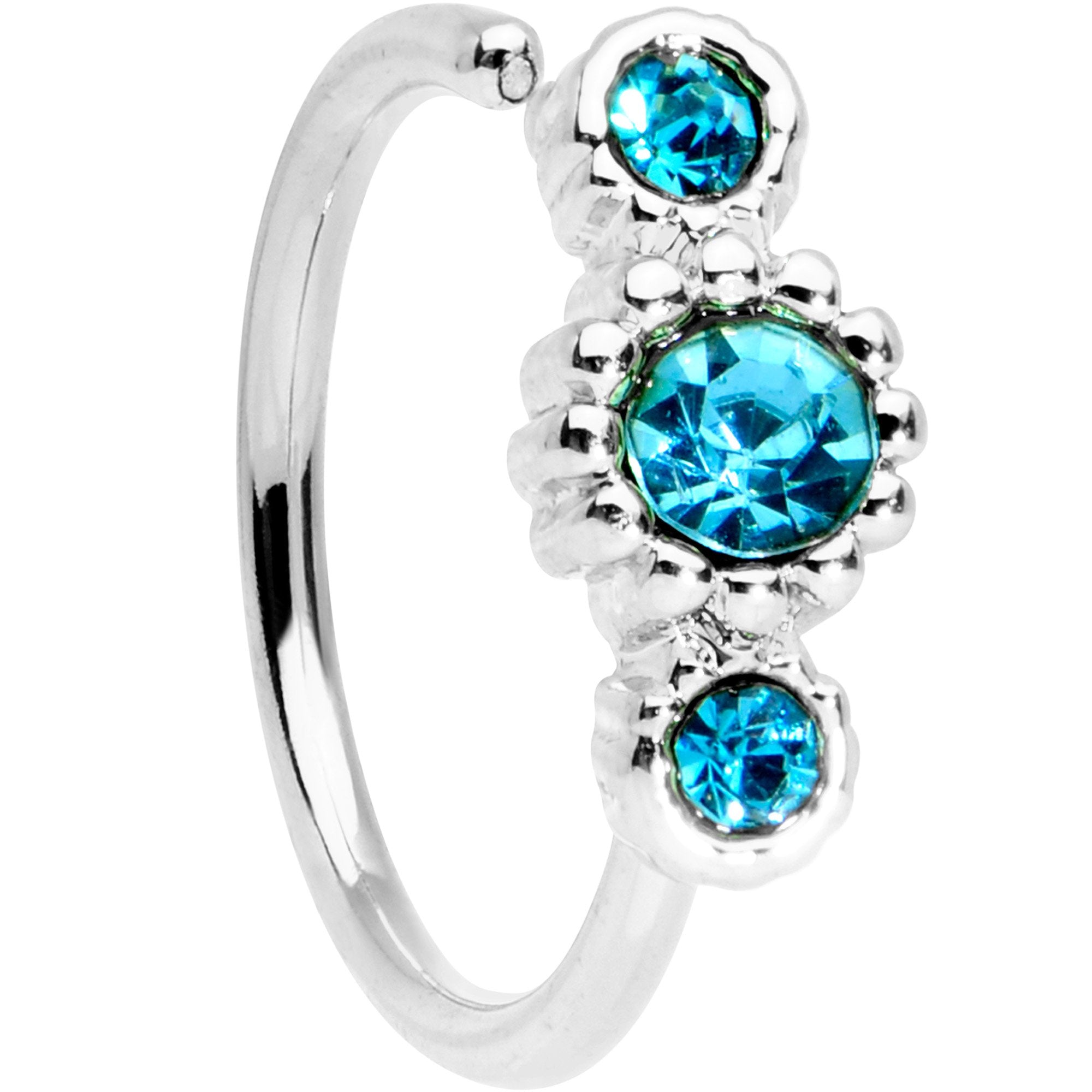 5/16 Aqua CZ Gem Fashion Fusion Seamless Circular Ring