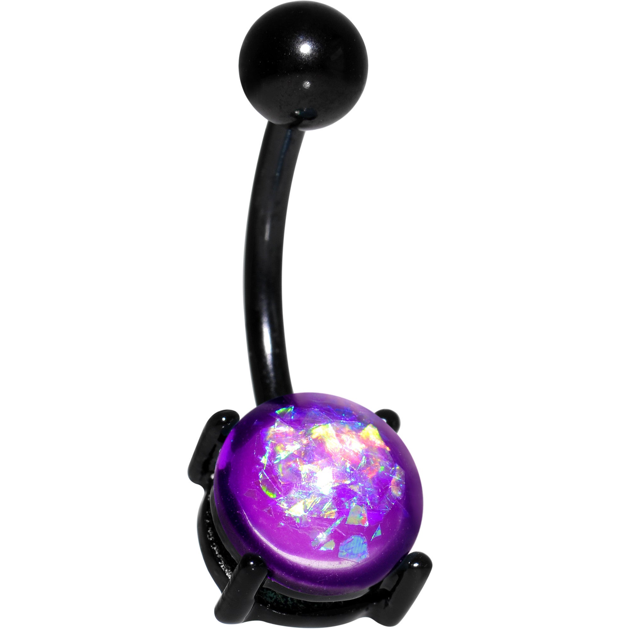 Purple Faux Opal Black Anodized Belly Ring