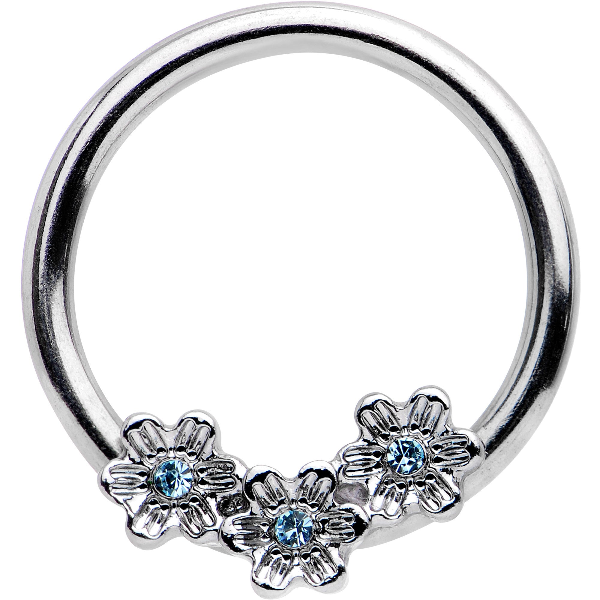 14 Gauge 1/2 Aqua Prairie Star Flower BCR Captive Ring