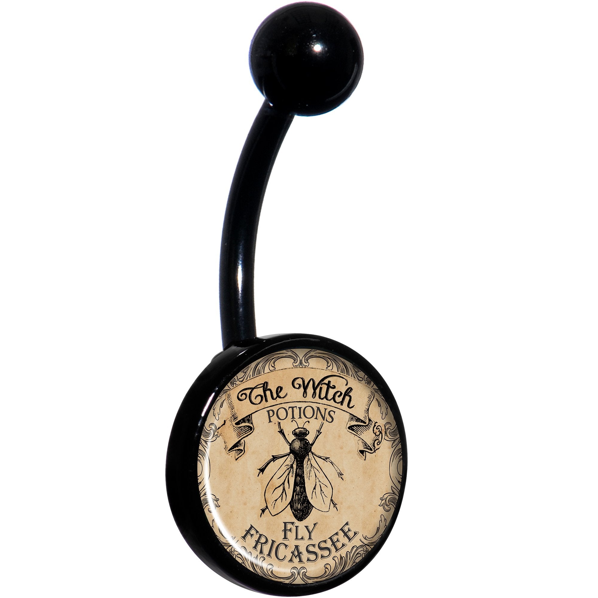 Witches Brew Fly Fricassee Halloween Black Belly Ring