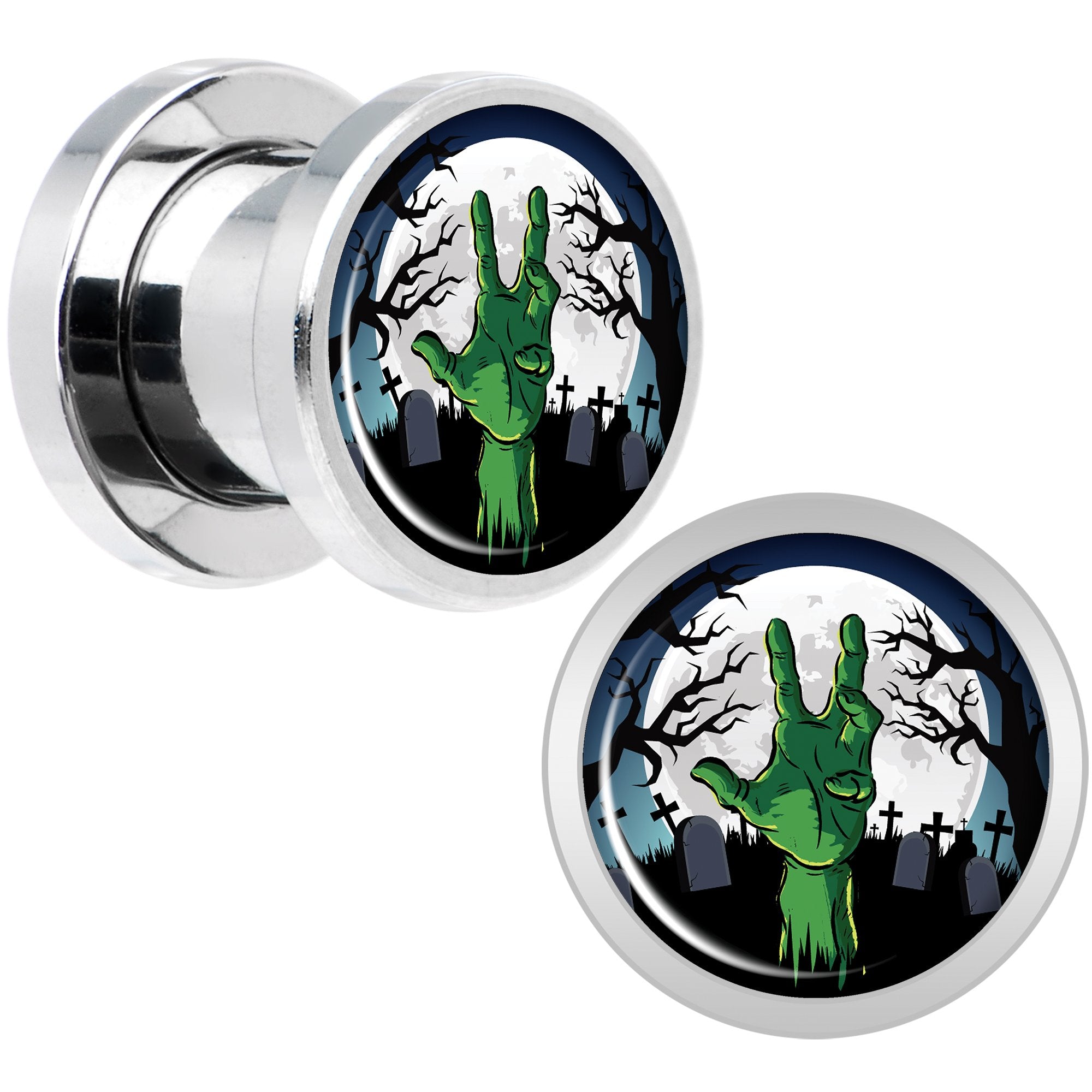 Cemetery Zombie Hand Halloween Plug Set 0 Gauge