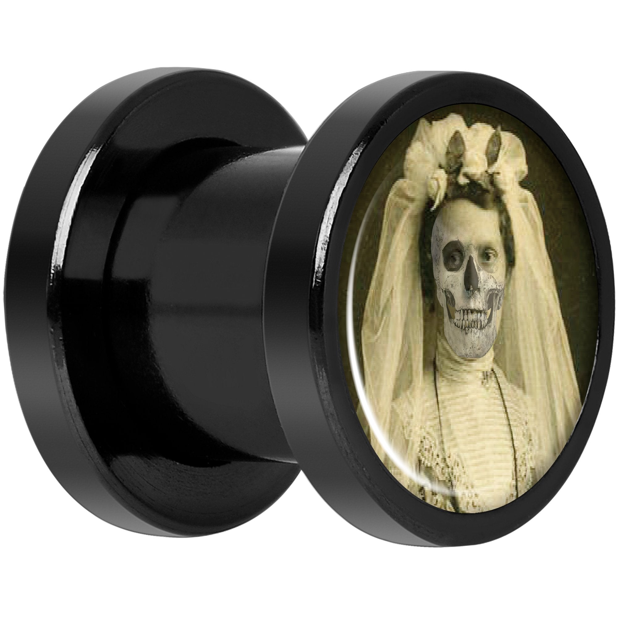 Undead Bride and Groom Halloween Black Anodized Plug Set 0 Gauge