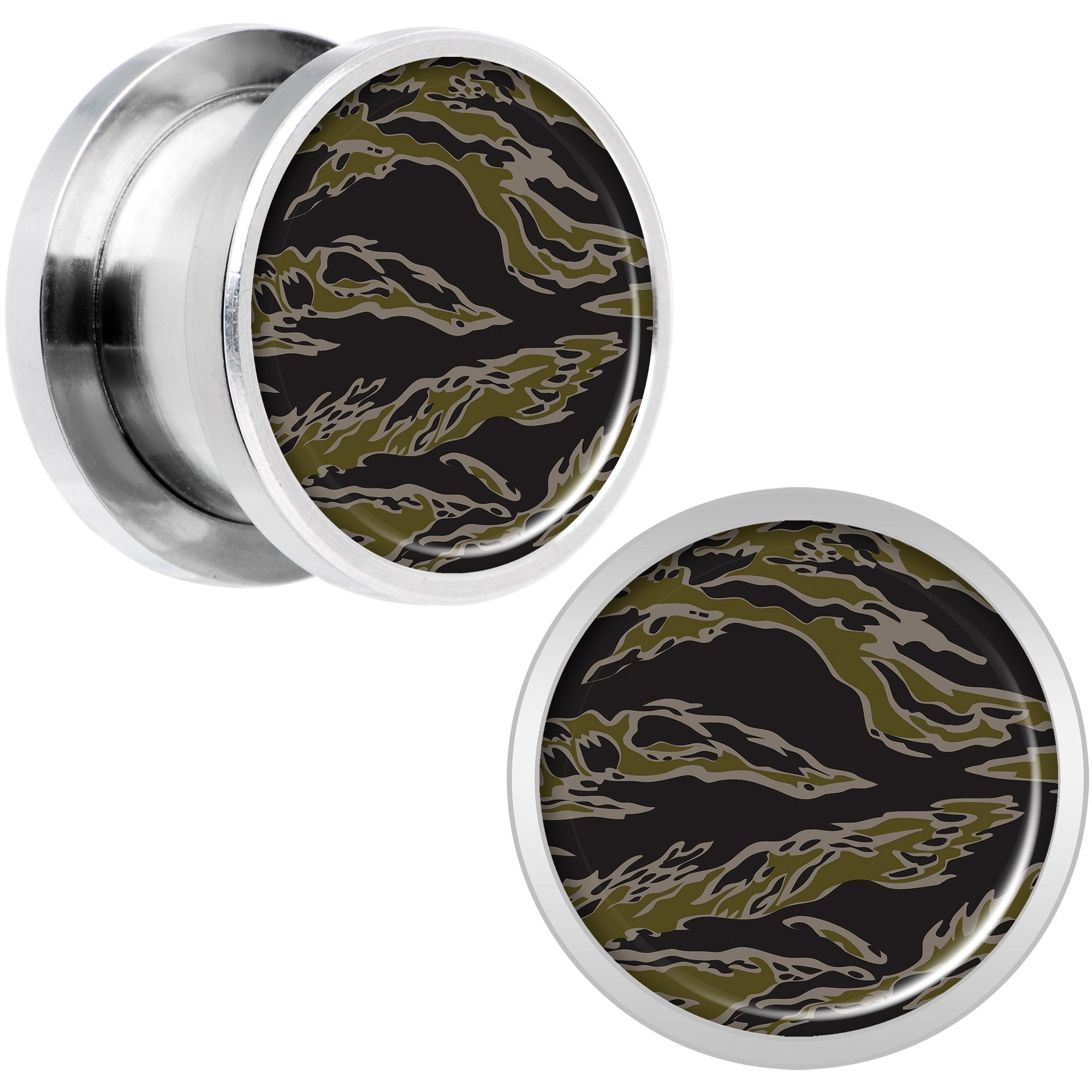 Tiger Camo Print Steel Screw Fit Plug Set 1/2