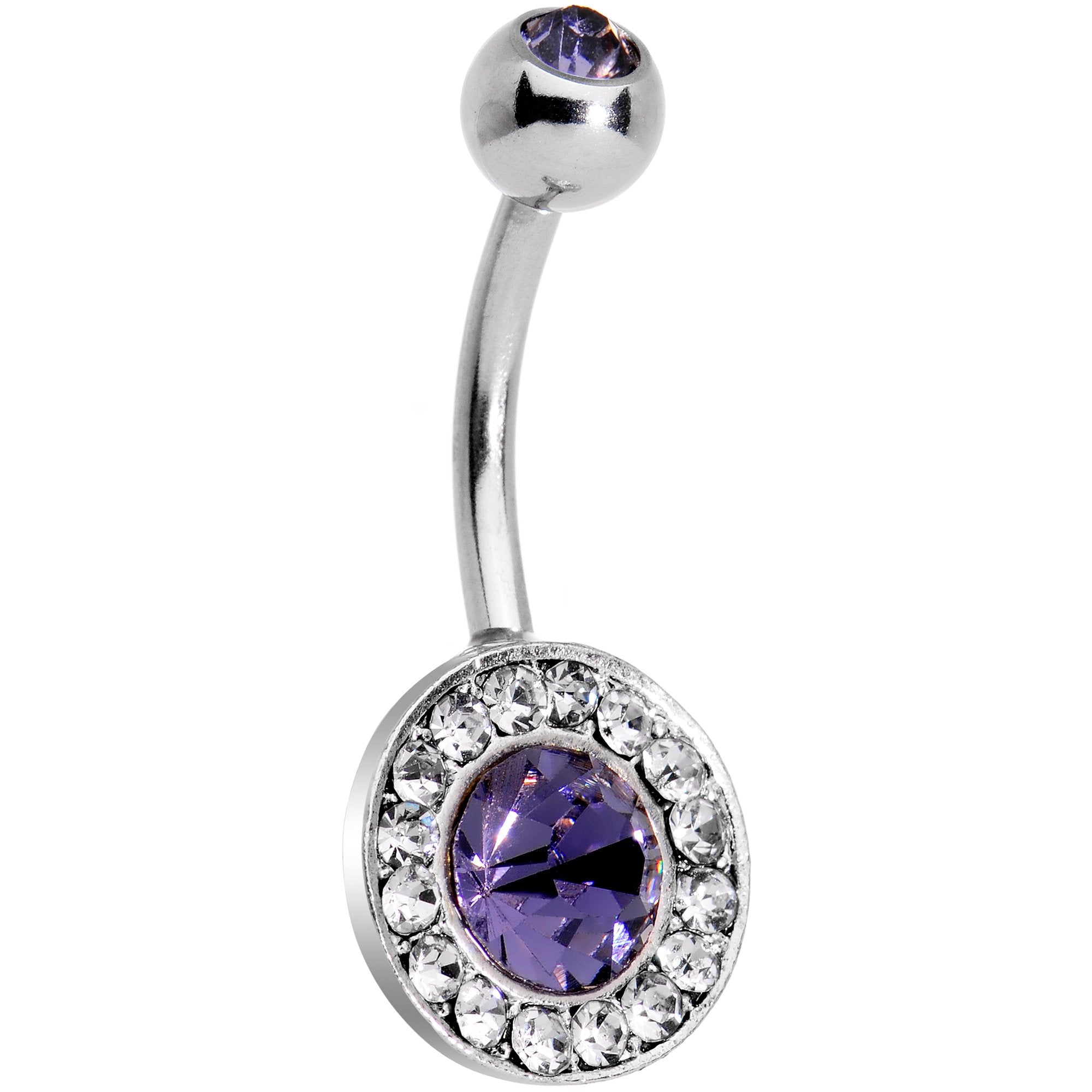 Purple Gem Mirror Cameo Belly Ring