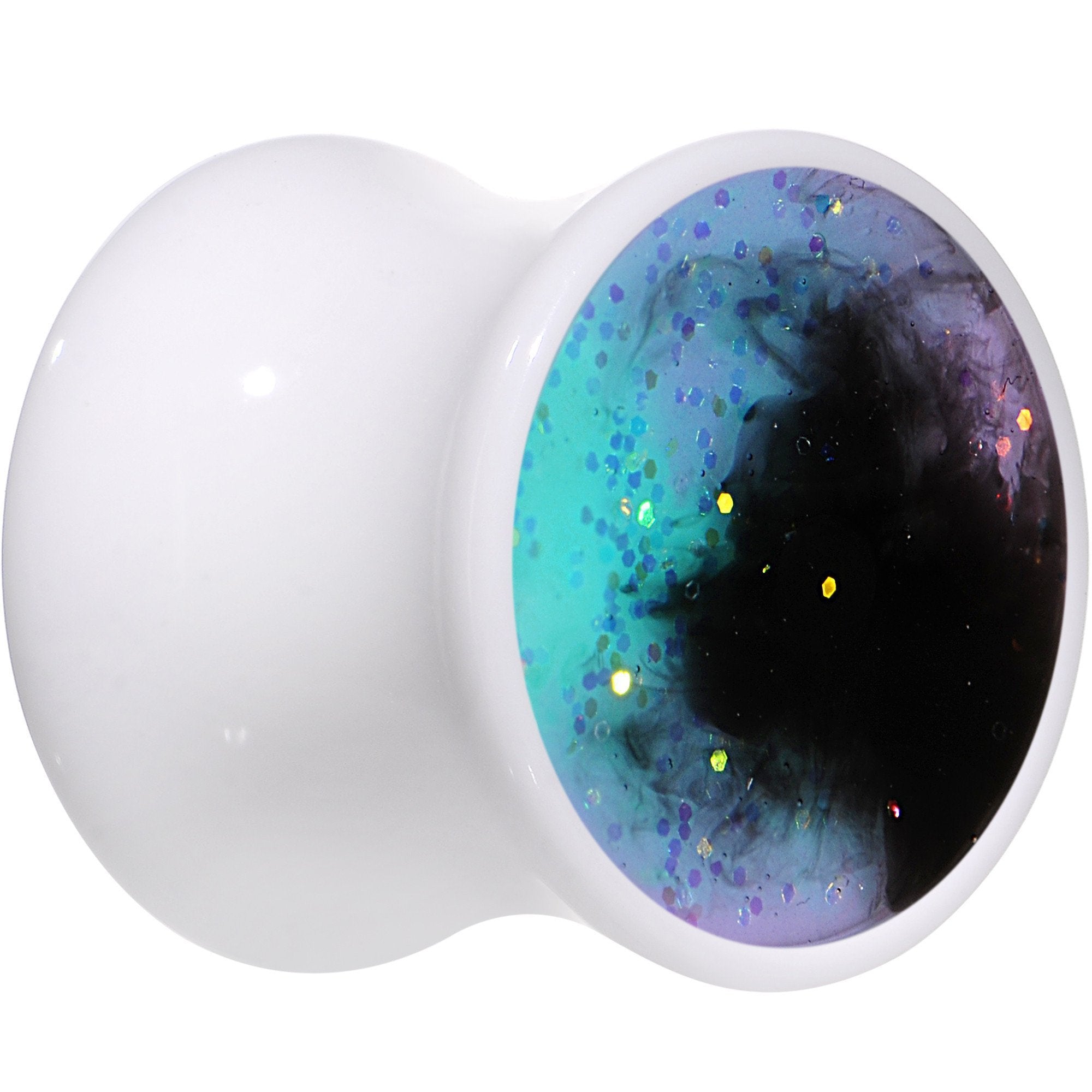 Deep Space Galaxy White Acrylic Saddle Plug Set Available Sizes 0 Gauge to 20mm