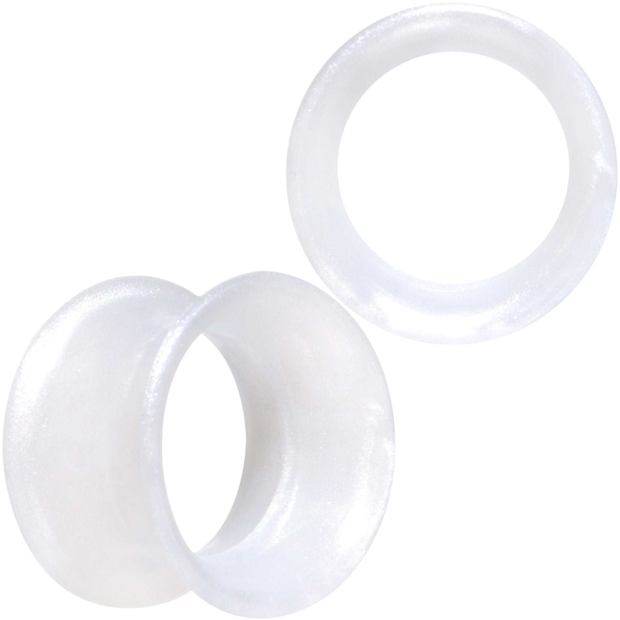 Thin Flexible White Silicone Tunnel Plug Set 6mm to 25mm