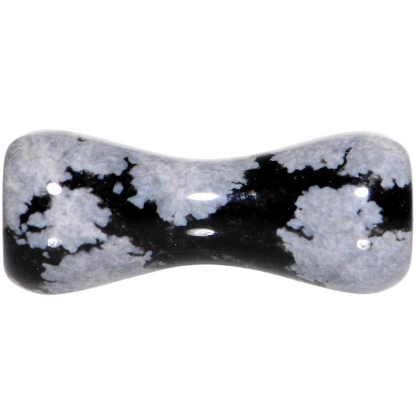 8 Gauge Obsidian Snowflake Natural Stone Saddle Plug Set