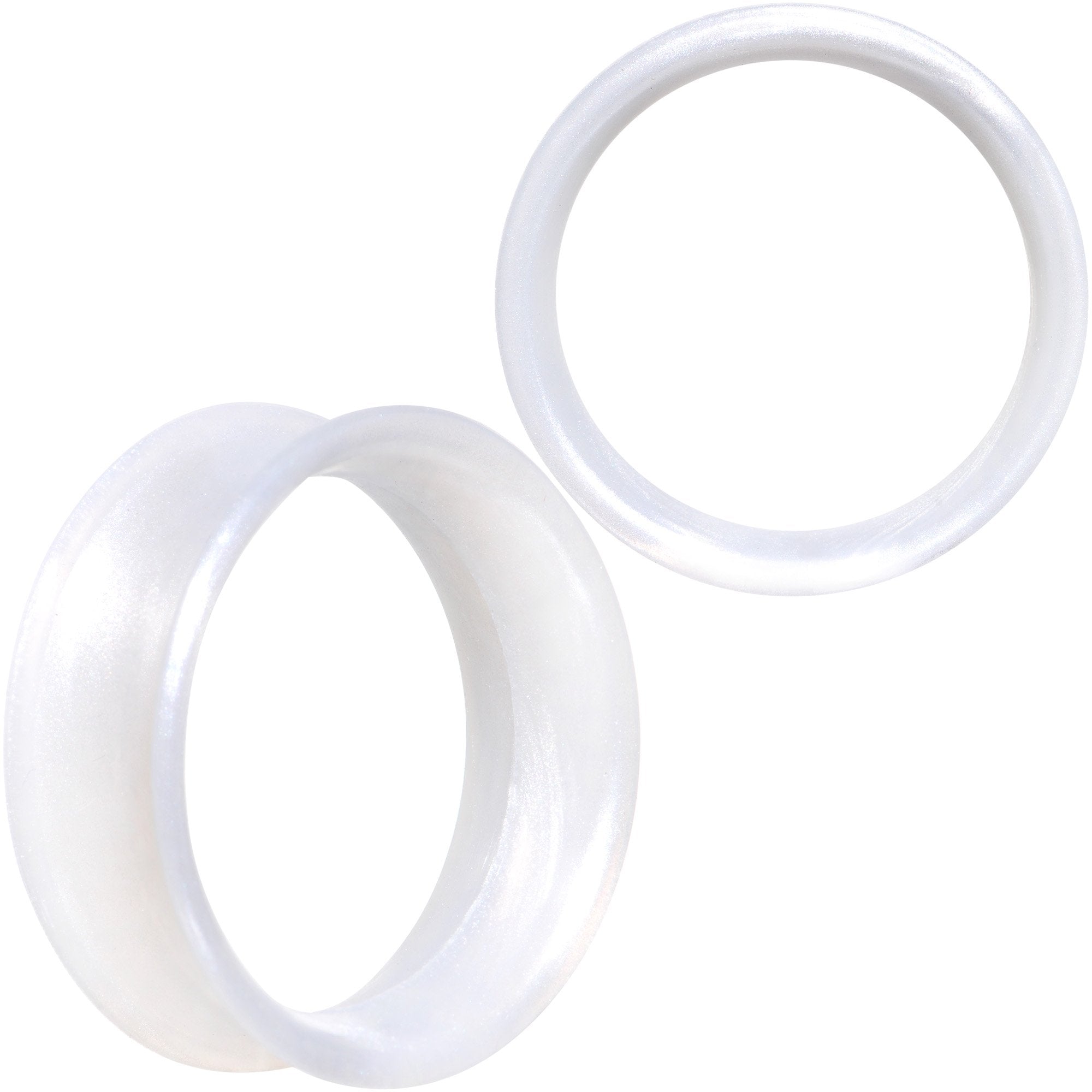 Thin Flexible White Silicone Tunnel Plug Set 6mm to 25mm