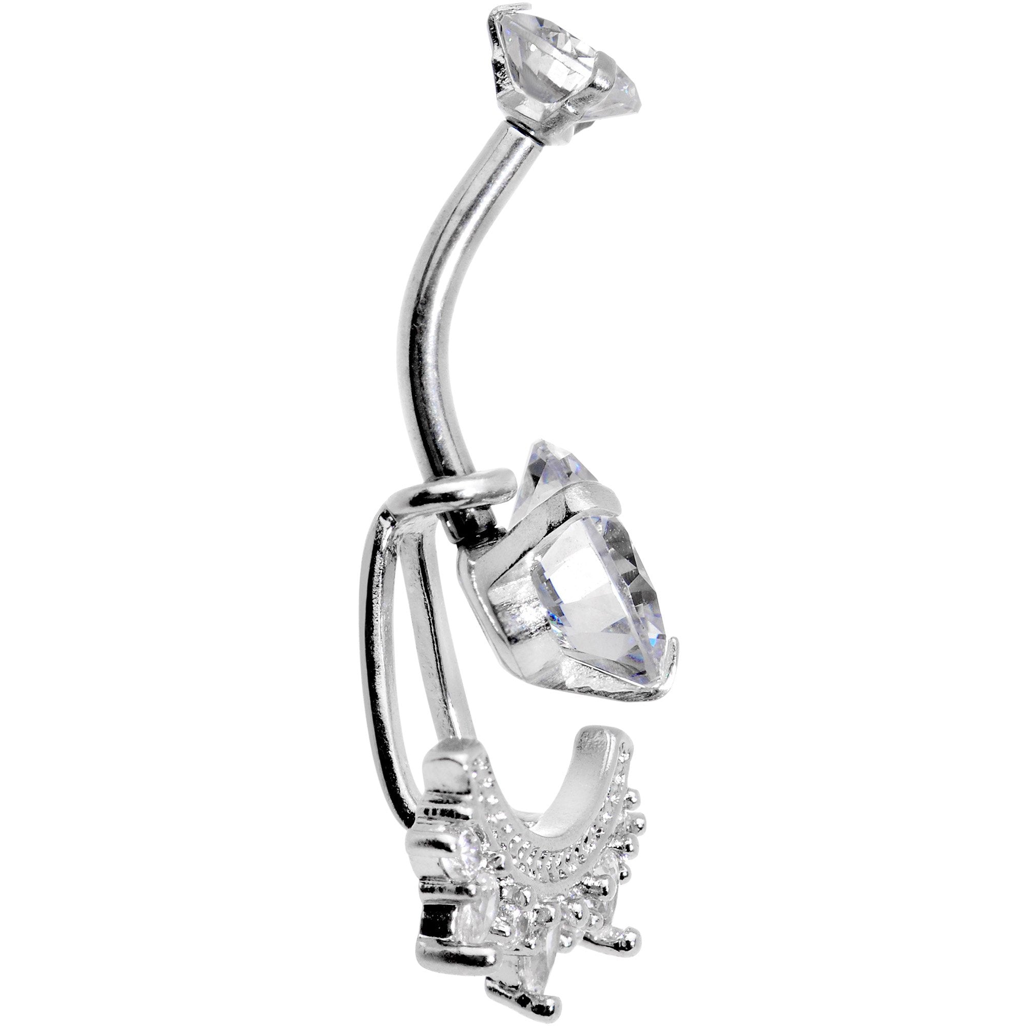 Clear CZ Gem Icy Bling Dangle Belly Ring